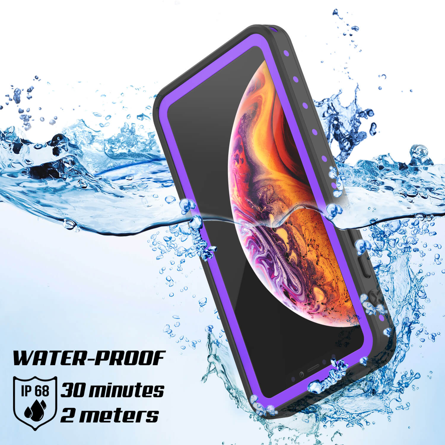 iPhone XS Waterproof IP68 Case, Punkcase [Purple] [StudStar Series] [Slim Fit] [Dirtproof]