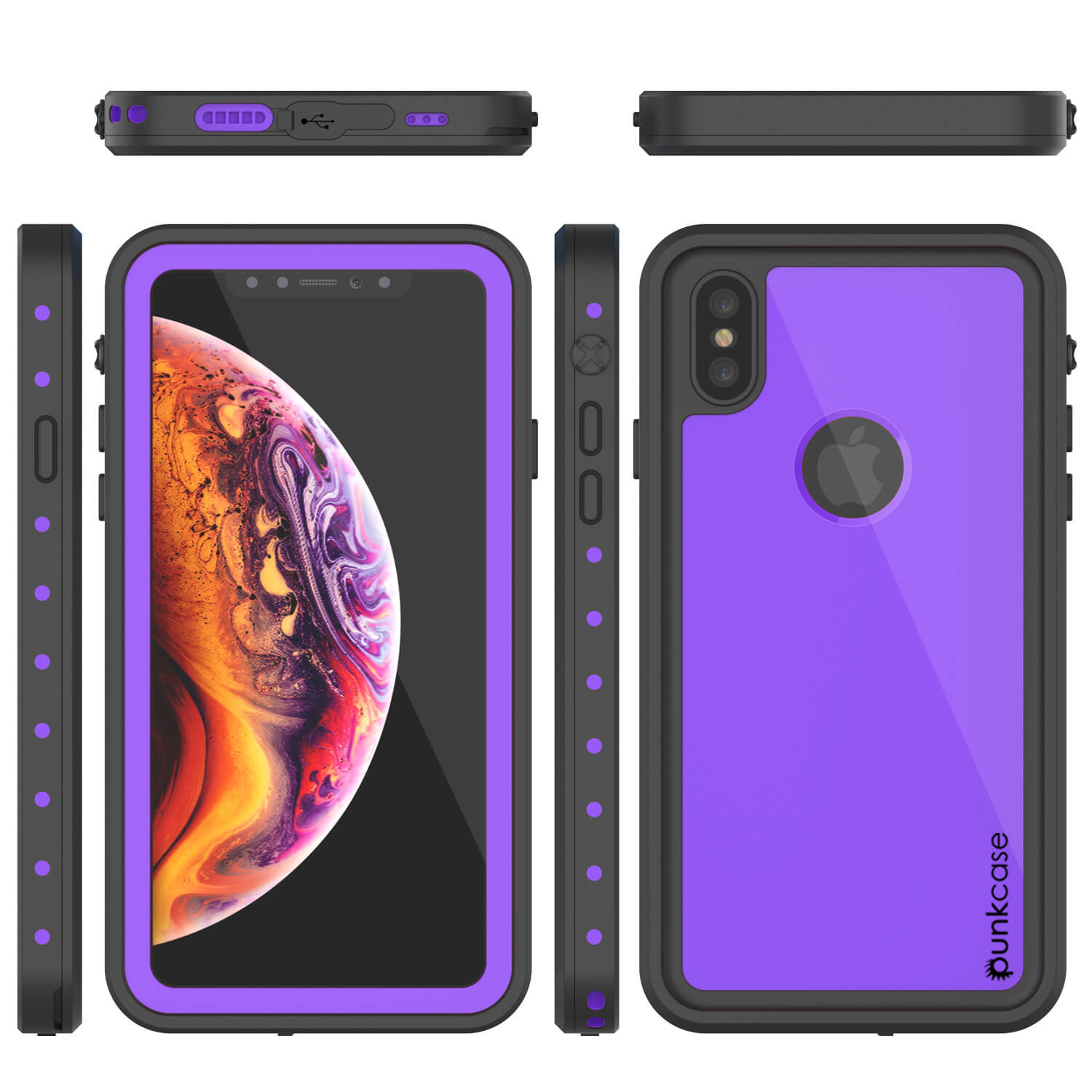 iPhone XS Waterproof IP68 Case, Punkcase [Purple] [StudStar Series] [Slim Fit] [Dirtproof]
