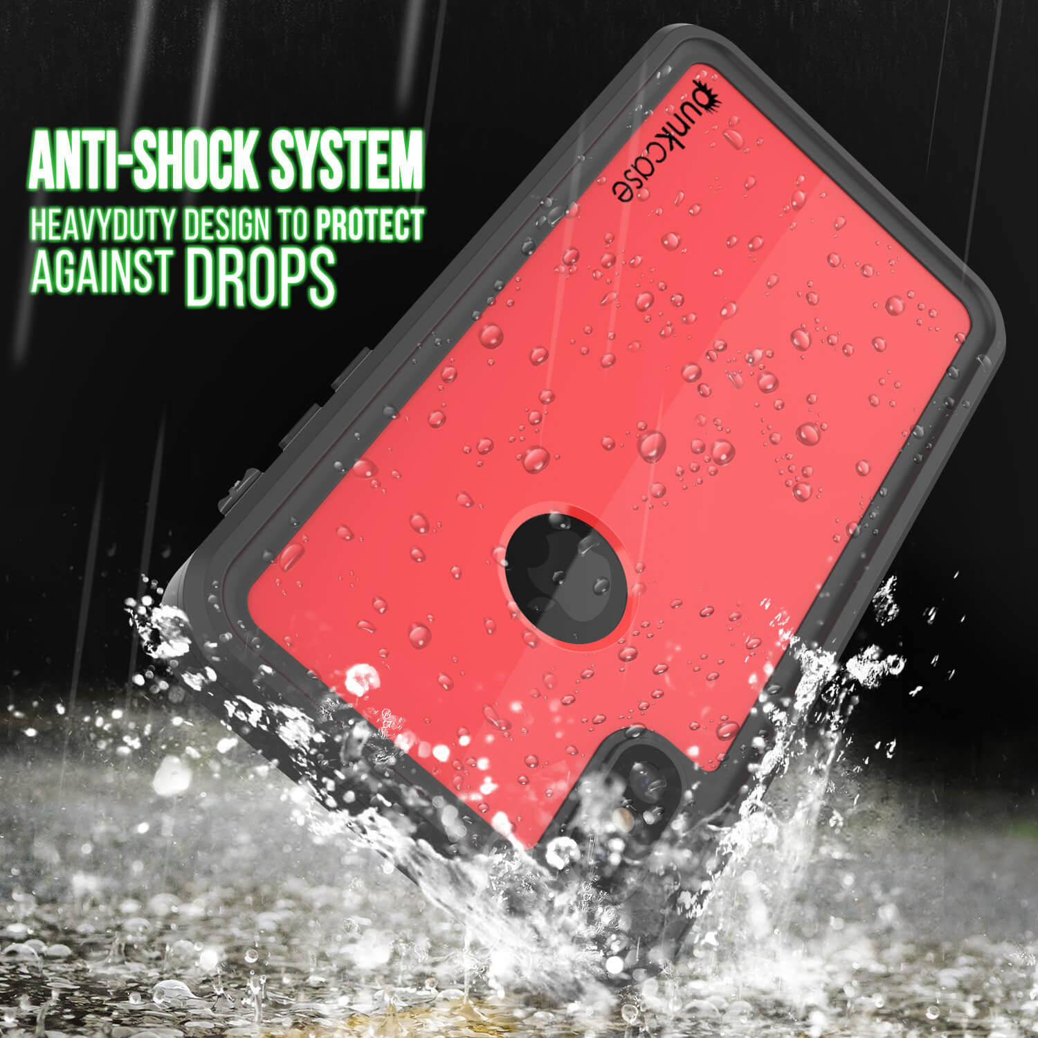 iPhone XS Waterproof IP68 Case, Punkcase [Red] [StudStar Series] [Slim Fit] [Dirtproof]