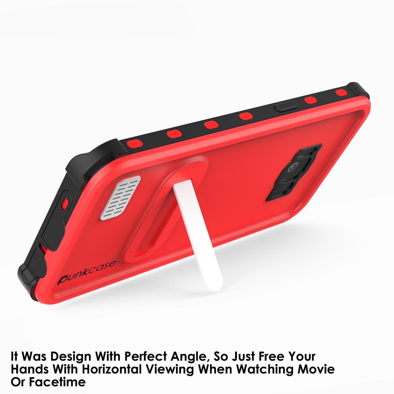 Galaxy S8 Waterproof Case, Punkcase [KickStud Series] [Slim Fit] [IP68 Certified] [Shockproof] [Snowproof] Armor Cover W/ Built-In Kickstand [RED]