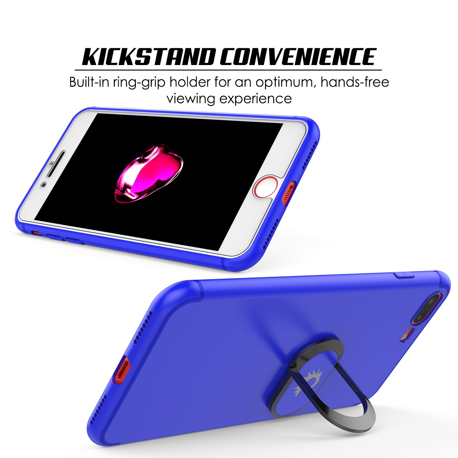 iPhone 8 PLUS Case, Punkcase Magnetix Protective TPU Cover W/ Kickstand, Tempered Glass Screen Protector [Blue]