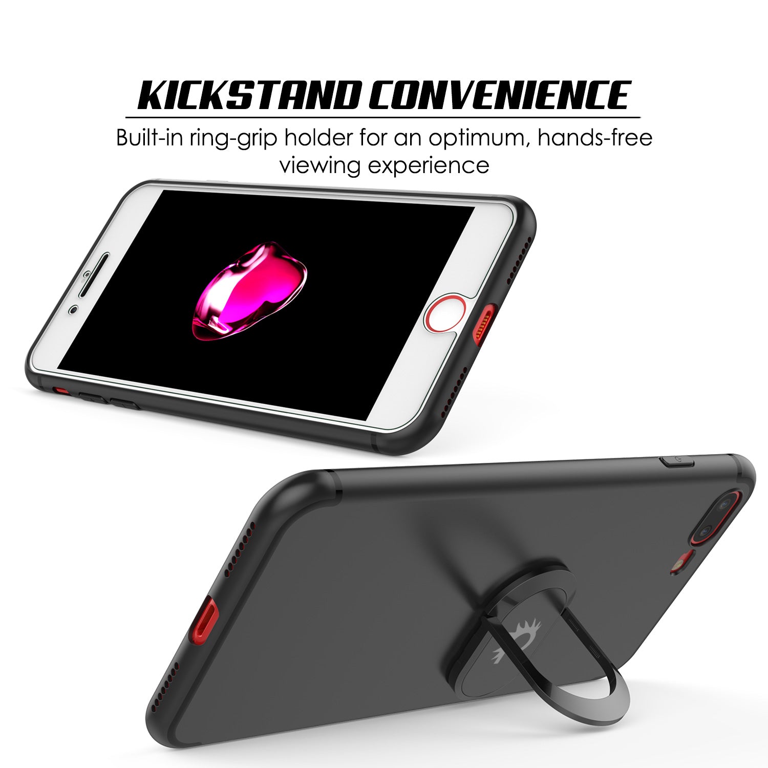 iPhone 8 PLUS Case, Punkcase Magnetix Protective TPU Cover W/ Kickstand, Tempered Glass Screen Protector [Black]