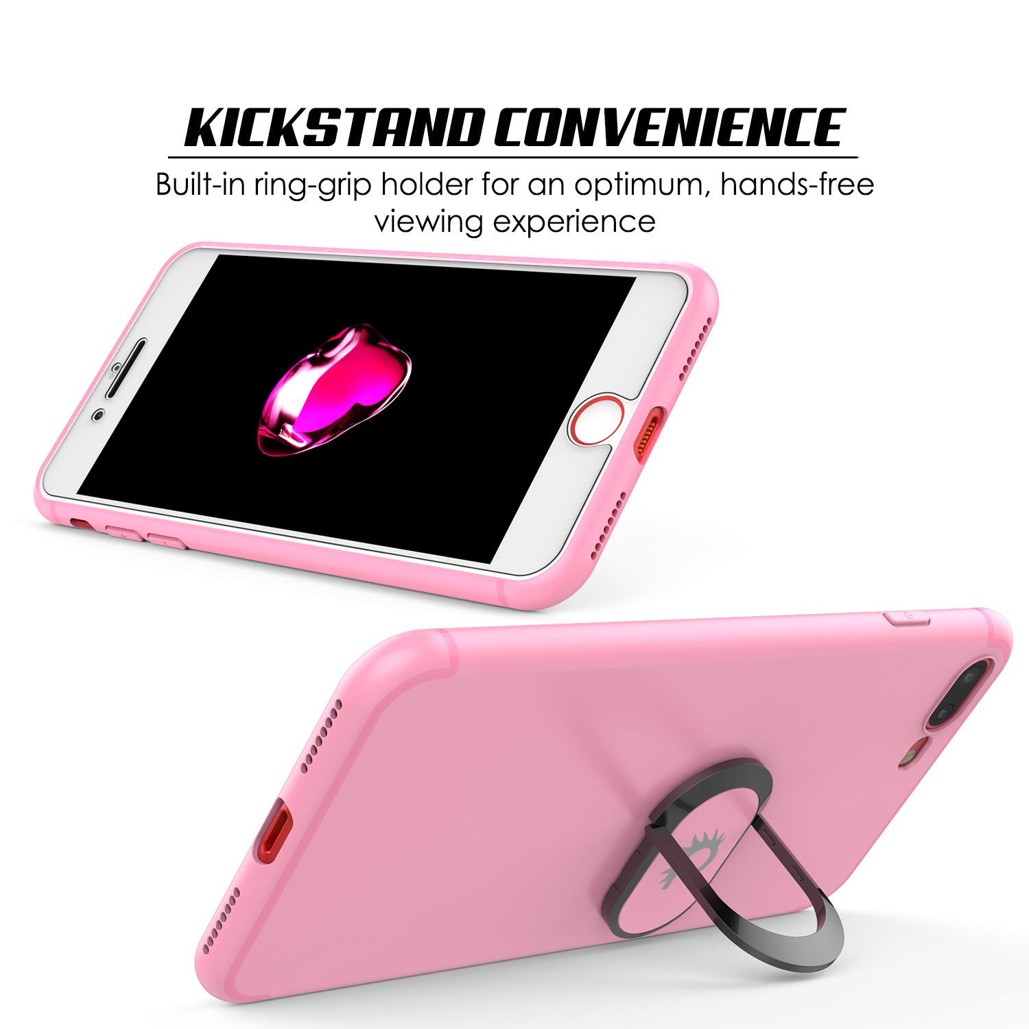 iPhone 8 PLUS Case, Punkcase Magnetix Protective TPU Cover W/ Kickstand, Tempered Glass Screen Protector [Pink]