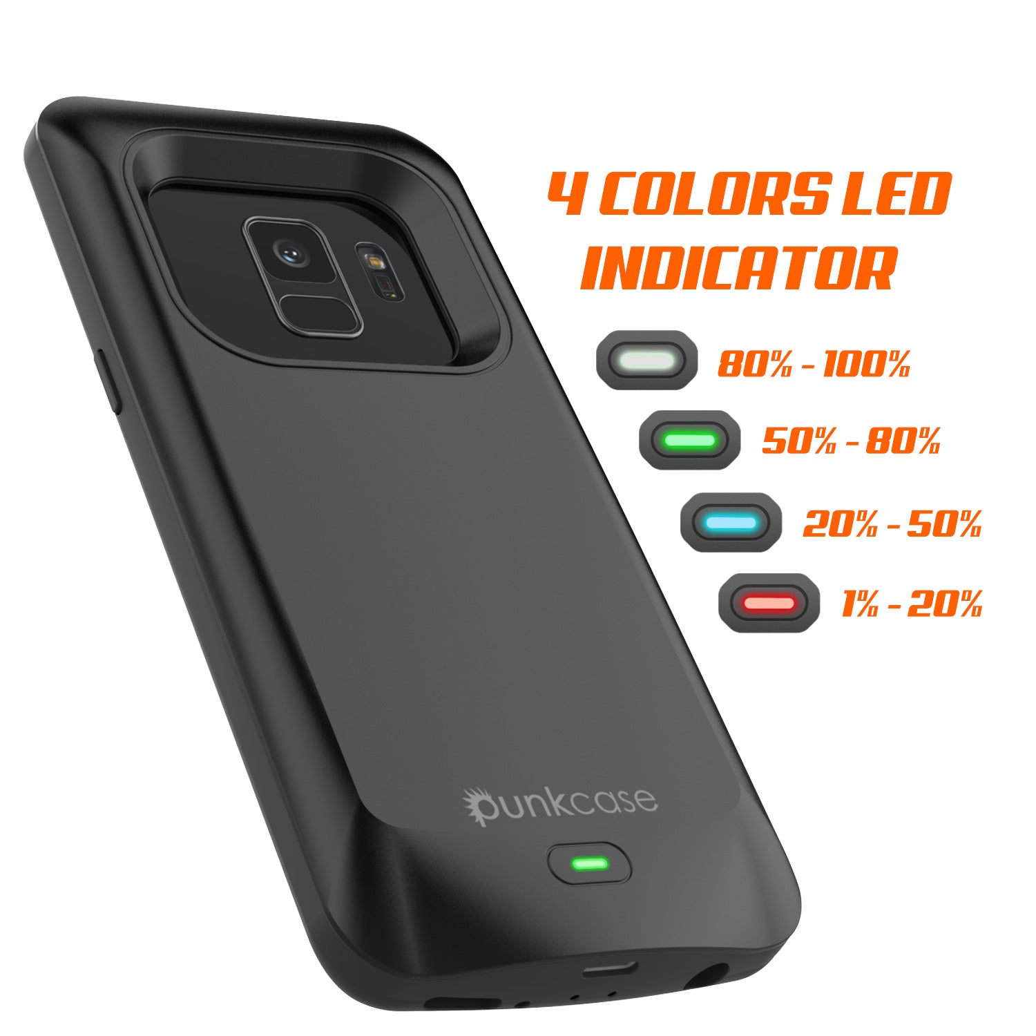 Galaxy S9 Battery Case, PunkJuice 5000mAH Fast Charging Power Bank Case [Black]