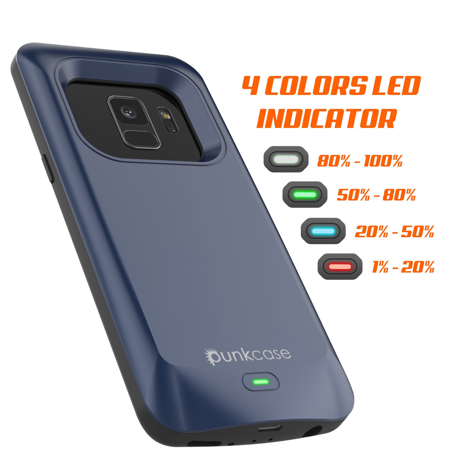 Galaxy S9 Battery Case, PunkJuice 5000mAH Fast Charging Power Bank Case [Navy]