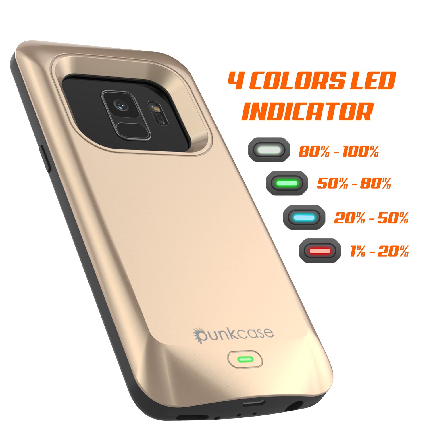 Galaxy S9 Battery Case, PunkJuice 5000mAH Fast Charging Power Bank Case[Gold]