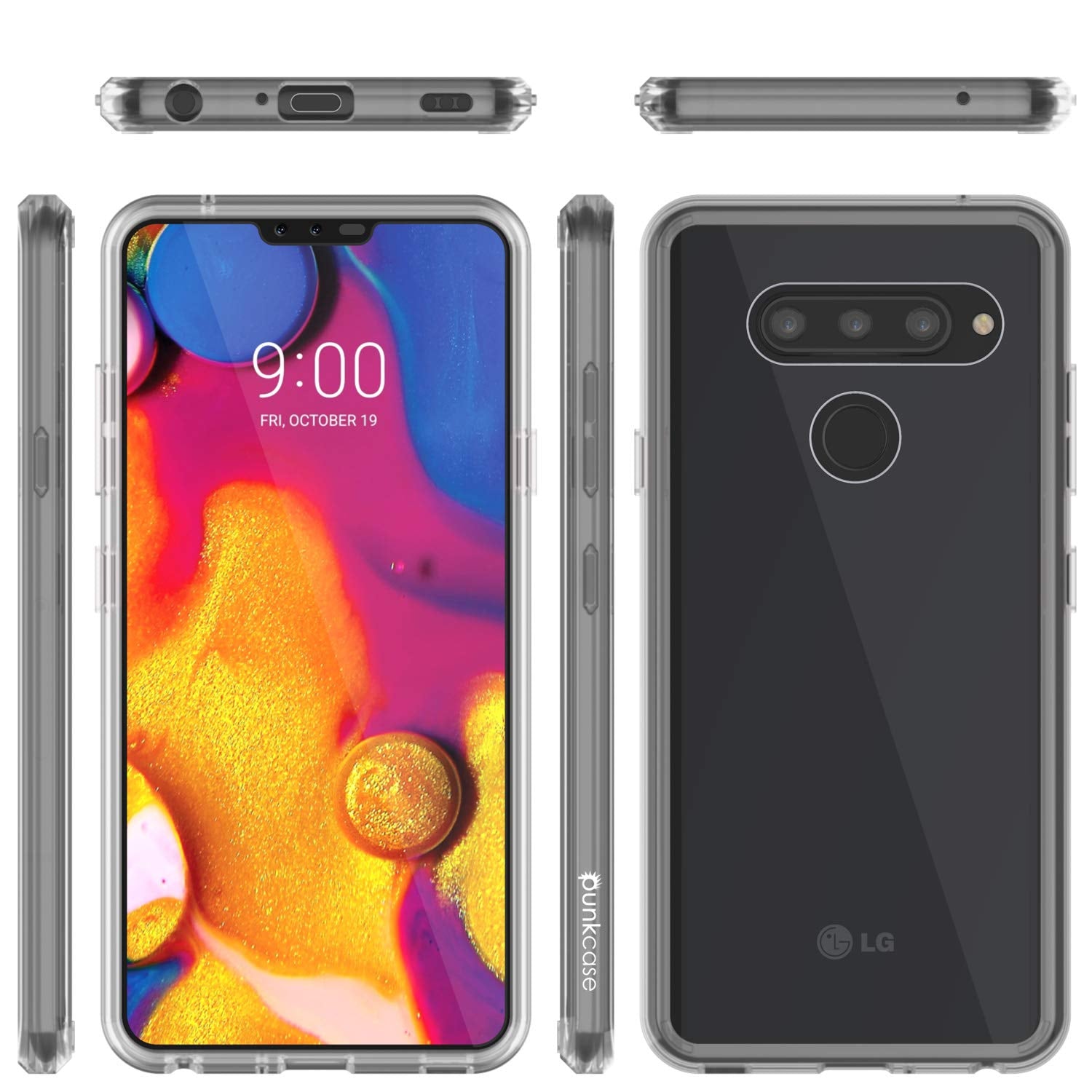 LG v40 Case Punkcase® LUCID 2.0 Clear Series w/ PUNK SHIELD Glass Screen Protector | Ultra Fit