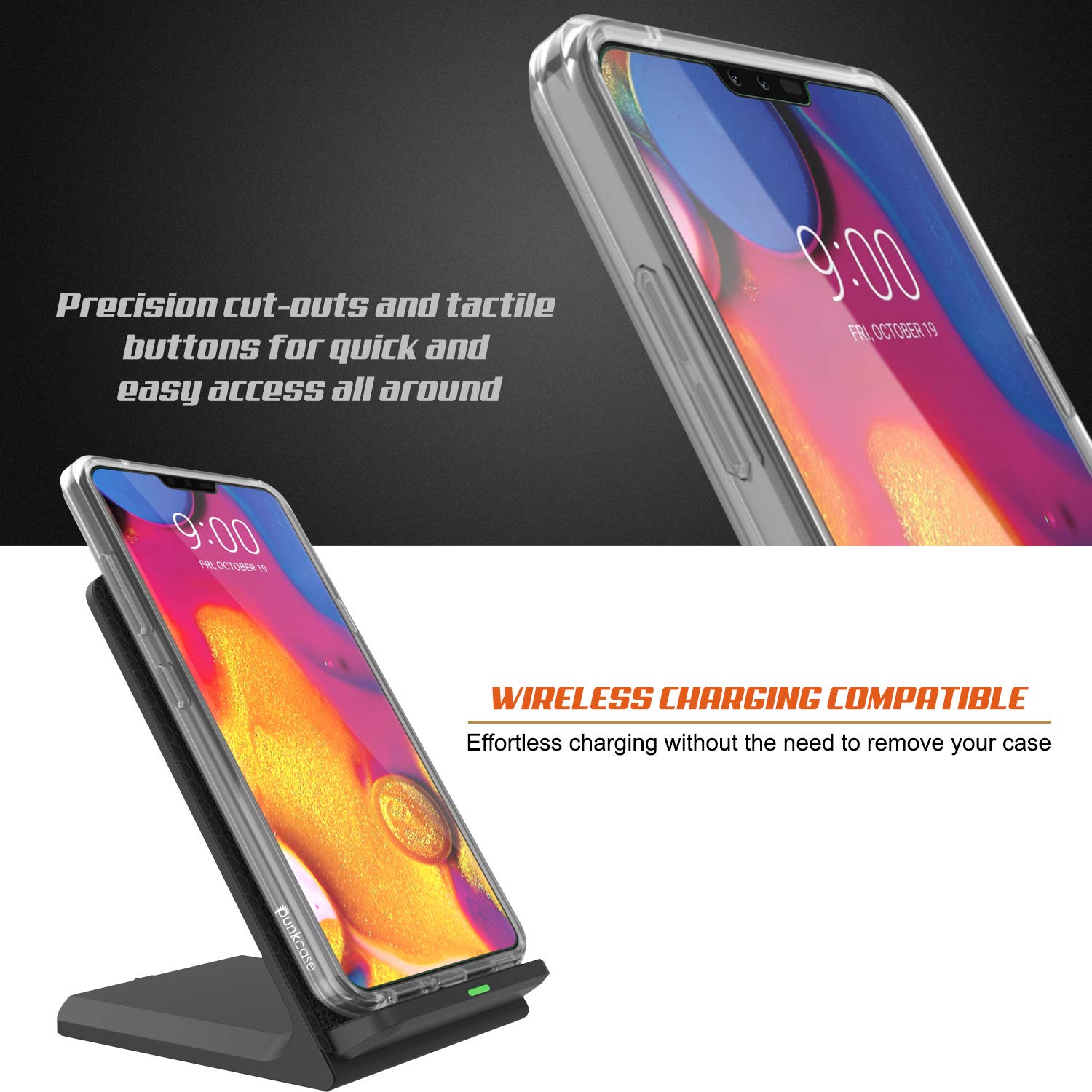 LG v40 Case Punkcase® LUCID 2.0 Clear Series w/ PUNK SHIELD Glass Screen Protector | Ultra Fit