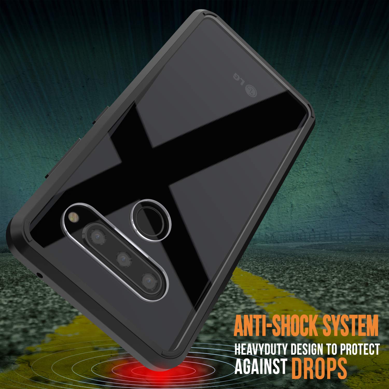 LG v40 Case Punkcase® LUCID 2.0 Black Series w/ PUNK SHIELD Glass Screen Protector | Ultra Fit