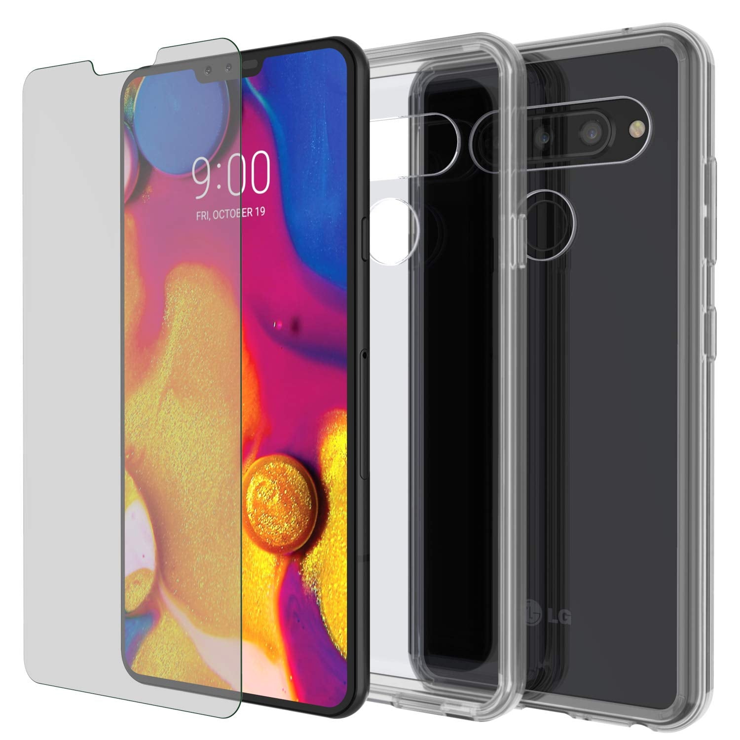 LG v40 Case Punkcase® LUCID 2.0 Clear Series w/ PUNK SHIELD Glass Screen Protector | Ultra Fit