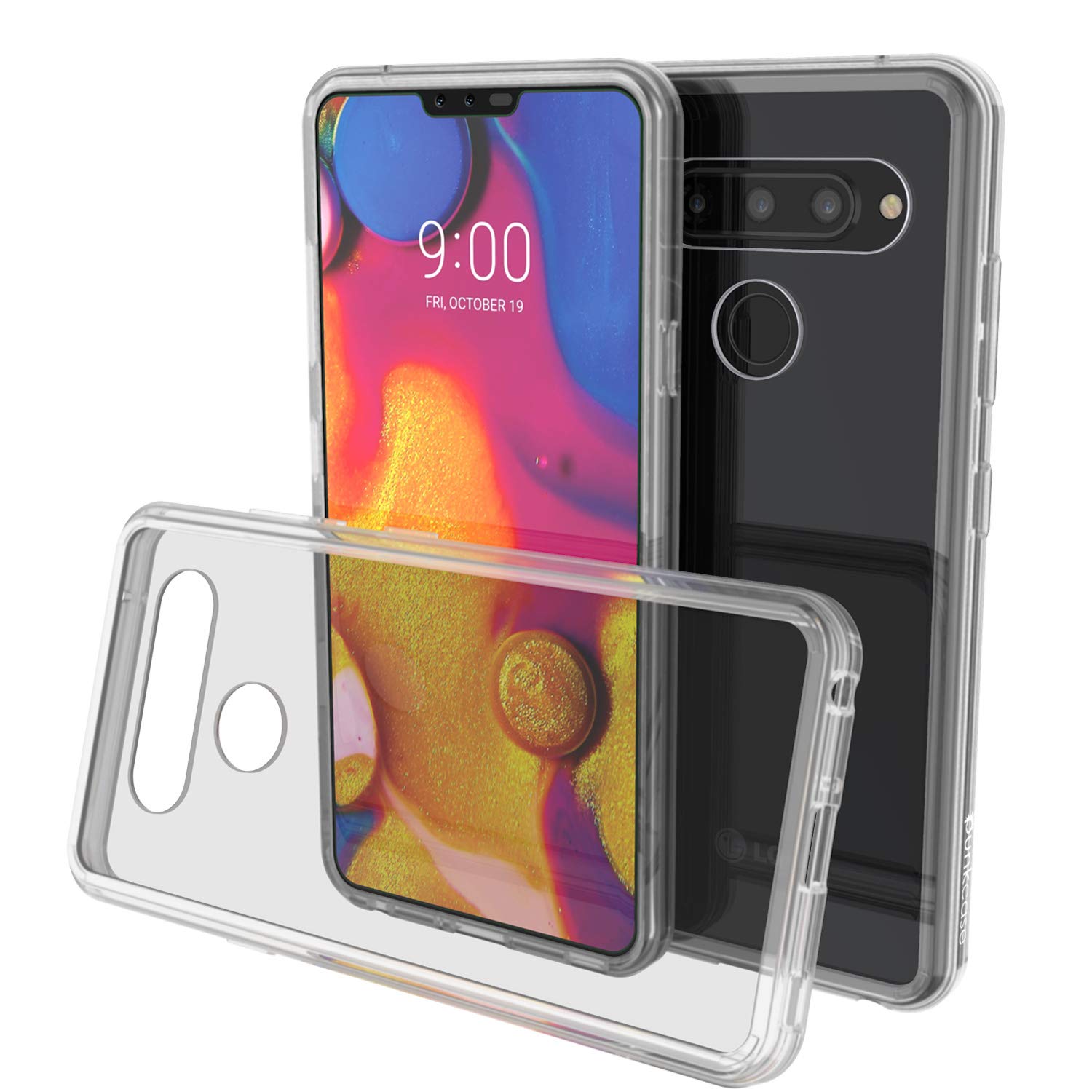 LG v40 Case Punkcase® LUCID 2.0 Clear Series w/ PUNK SHIELD Glass Screen Protector | Ultra Fit