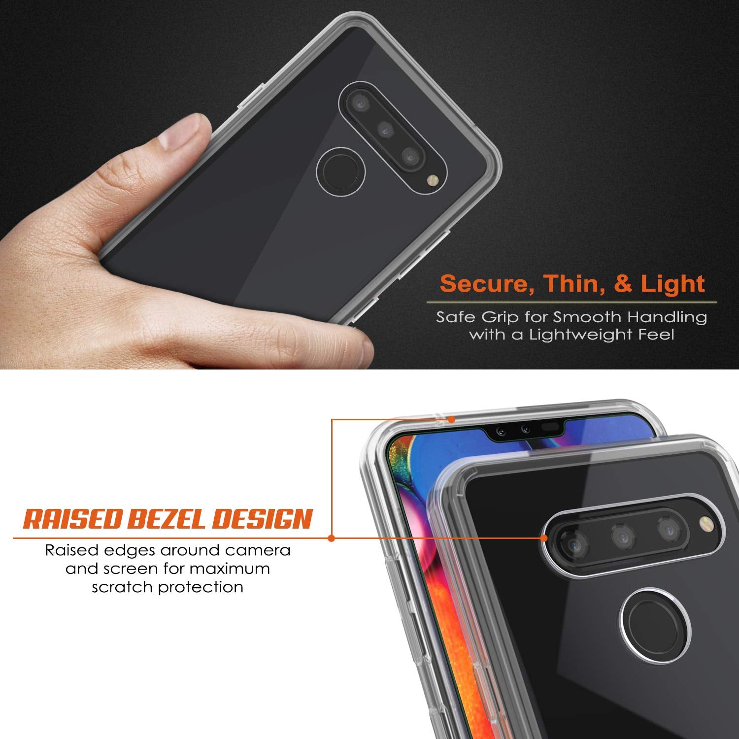 LG v40 Case Punkcase® LUCID 2.0 Clear Series w/ PUNK SHIELD Glass Screen Protector | Ultra Fit