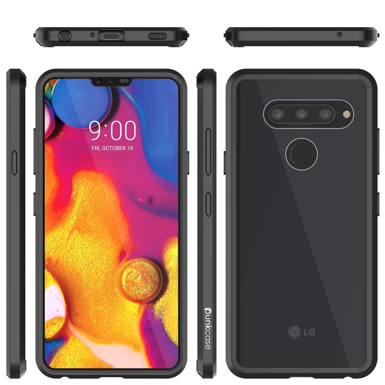 LG v40 Case Punkcase® LUCID 2.0 Black Series w/ PUNK SHIELD Glass Screen Protector | Ultra Fit