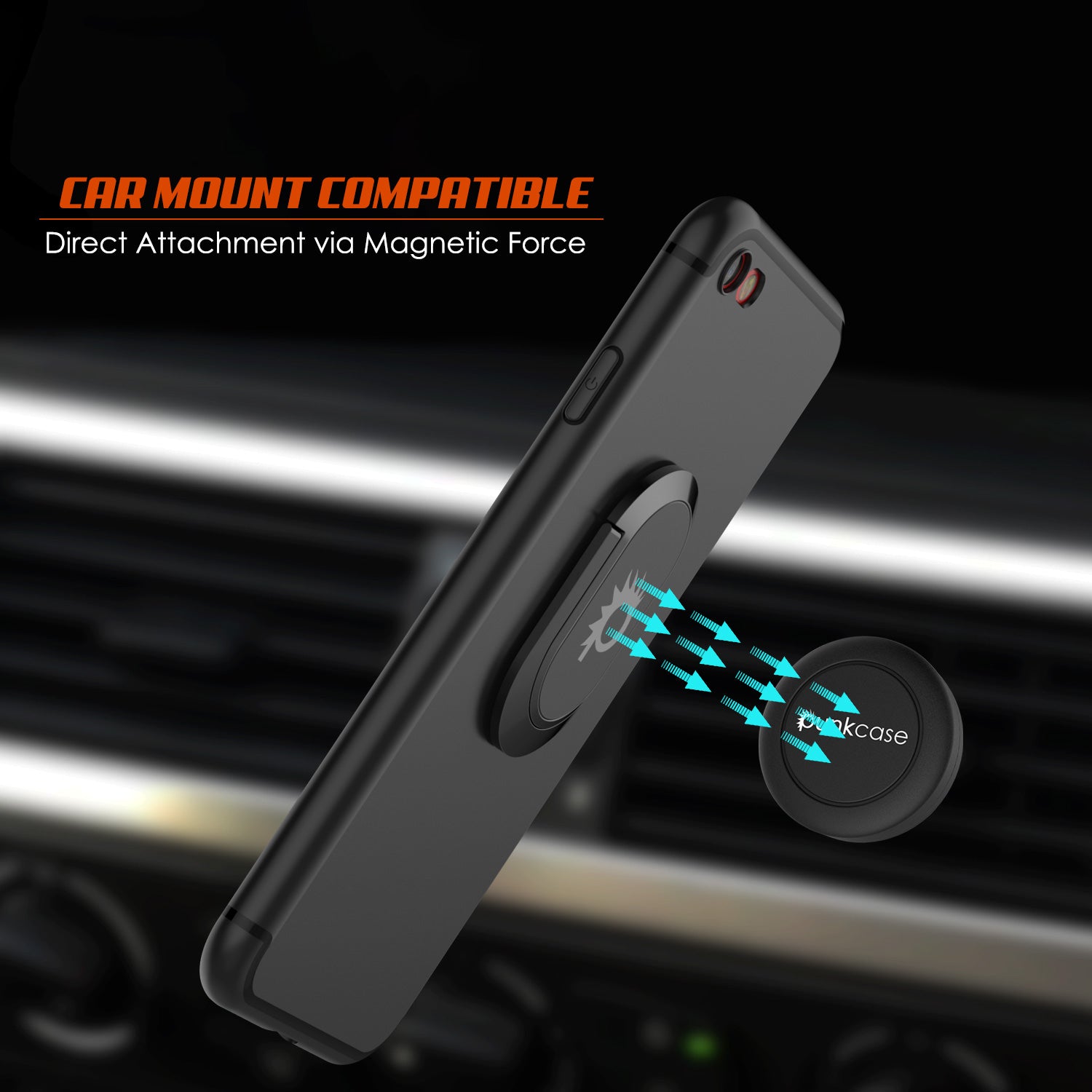 iPhone 8 Case, Punkcase Magnetix Protective TPU Cover W/ Kickstand, PLUS Tempered Glass Screen Protector [Black]