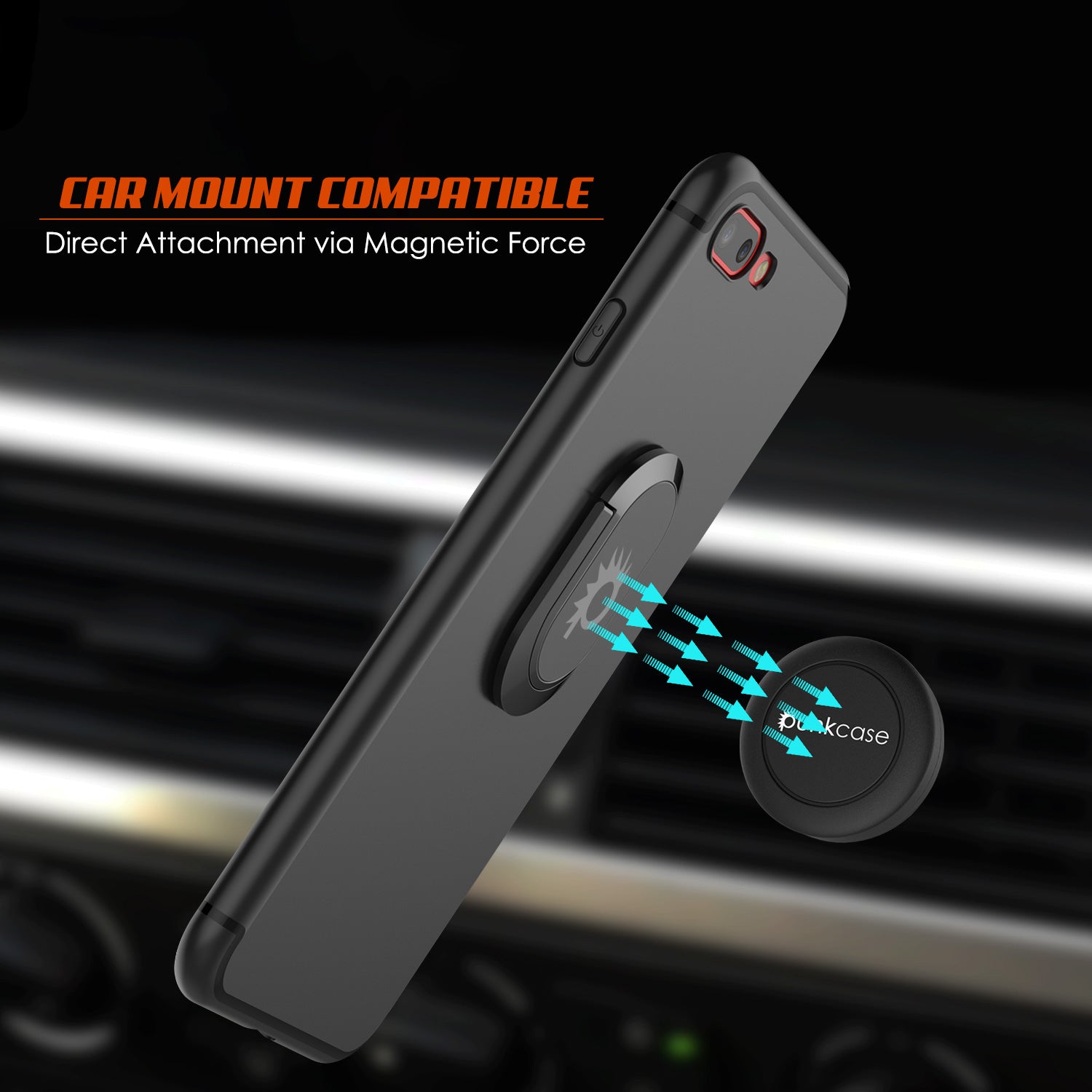 iPhone 8 PLUS Case, Punkcase Magnetix Protective TPU Cover W/ Kickstand, Tempered Glass Screen Protector [Black]