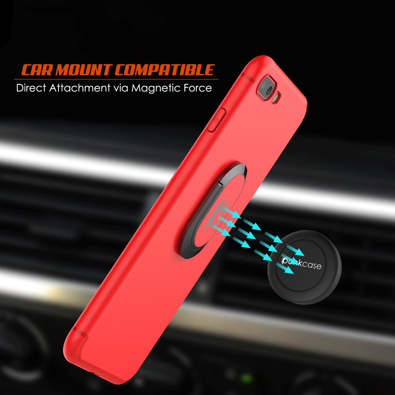 iPhone 8 PLUS Case, Punkcase Magnetix Protective TPU Cover W/ Kickstand, Tempered Glass Screen Protector [Red]