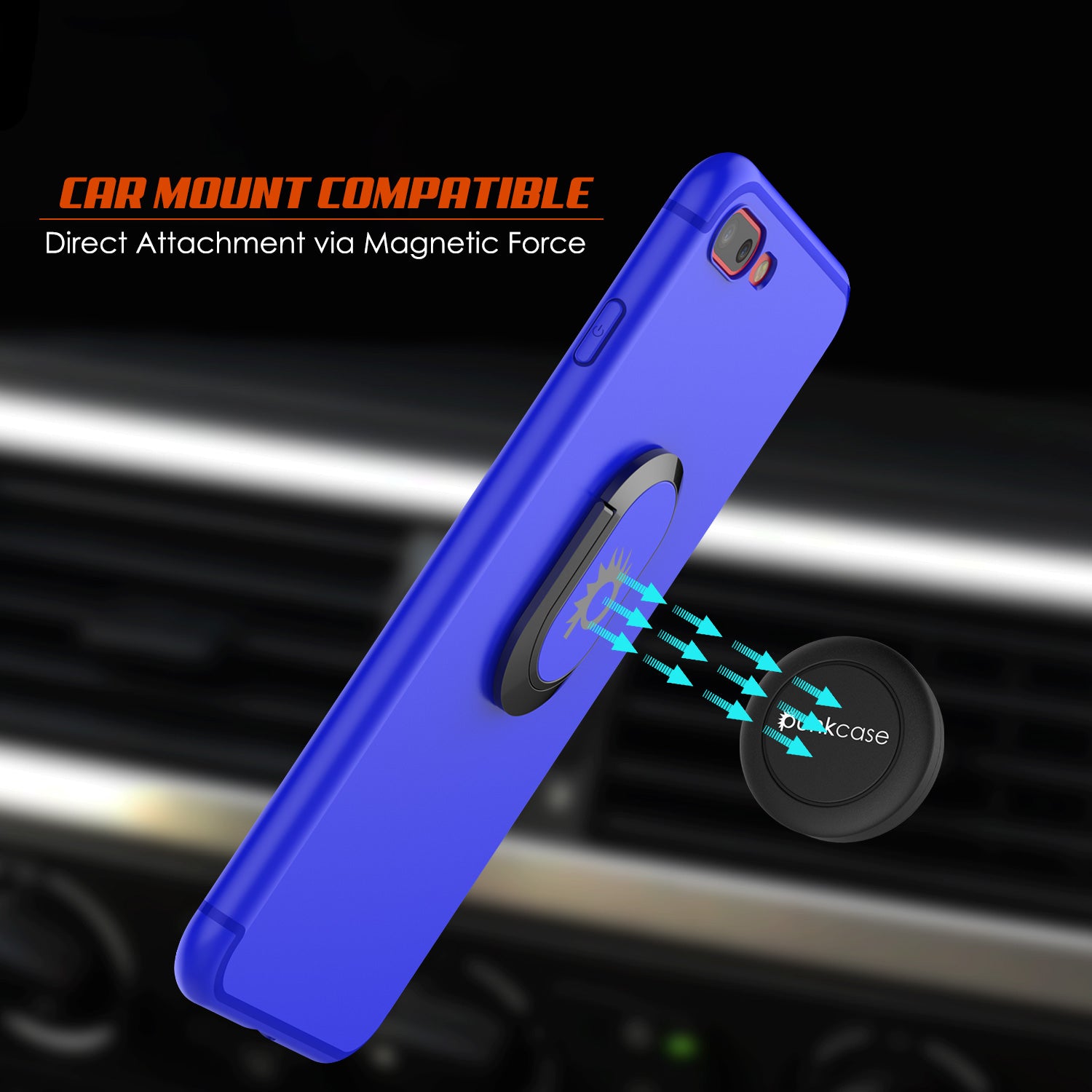 iPhone 8 PLUS Case, Punkcase Magnetix Protective TPU Cover W/ Kickstand, Tempered Glass Screen Protector [Blue]