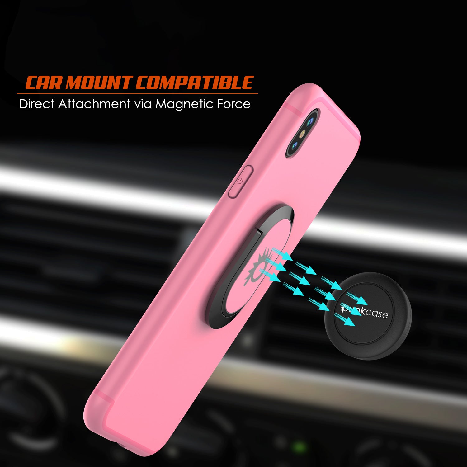 iPhone X Case, Punkcase Magnetix Protective TPU Cover W/ Kickstand, Tempered Glass Screen Protector [Pink]