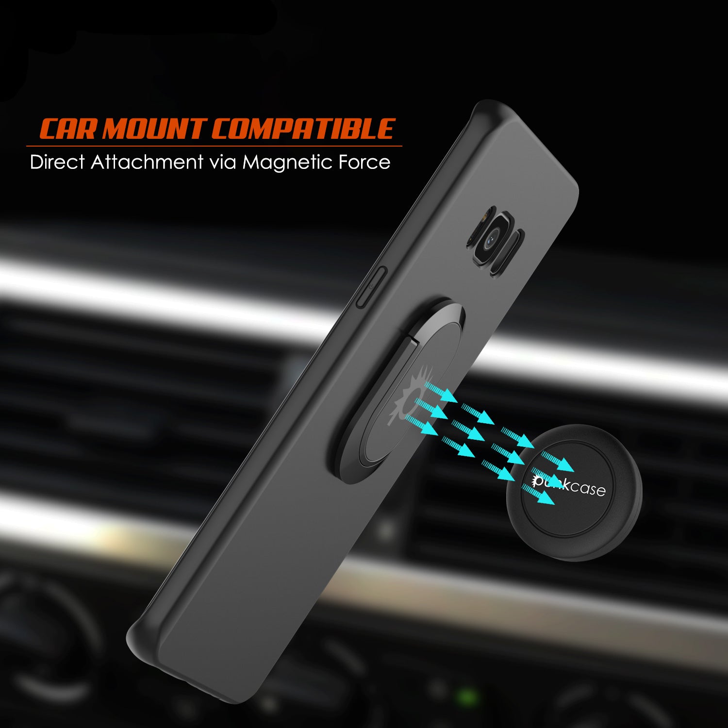 Galaxy S8 PLUS, Punkcase Magnetix Protective TPU Cover W/ Kickstand, Screen Protector [Black]