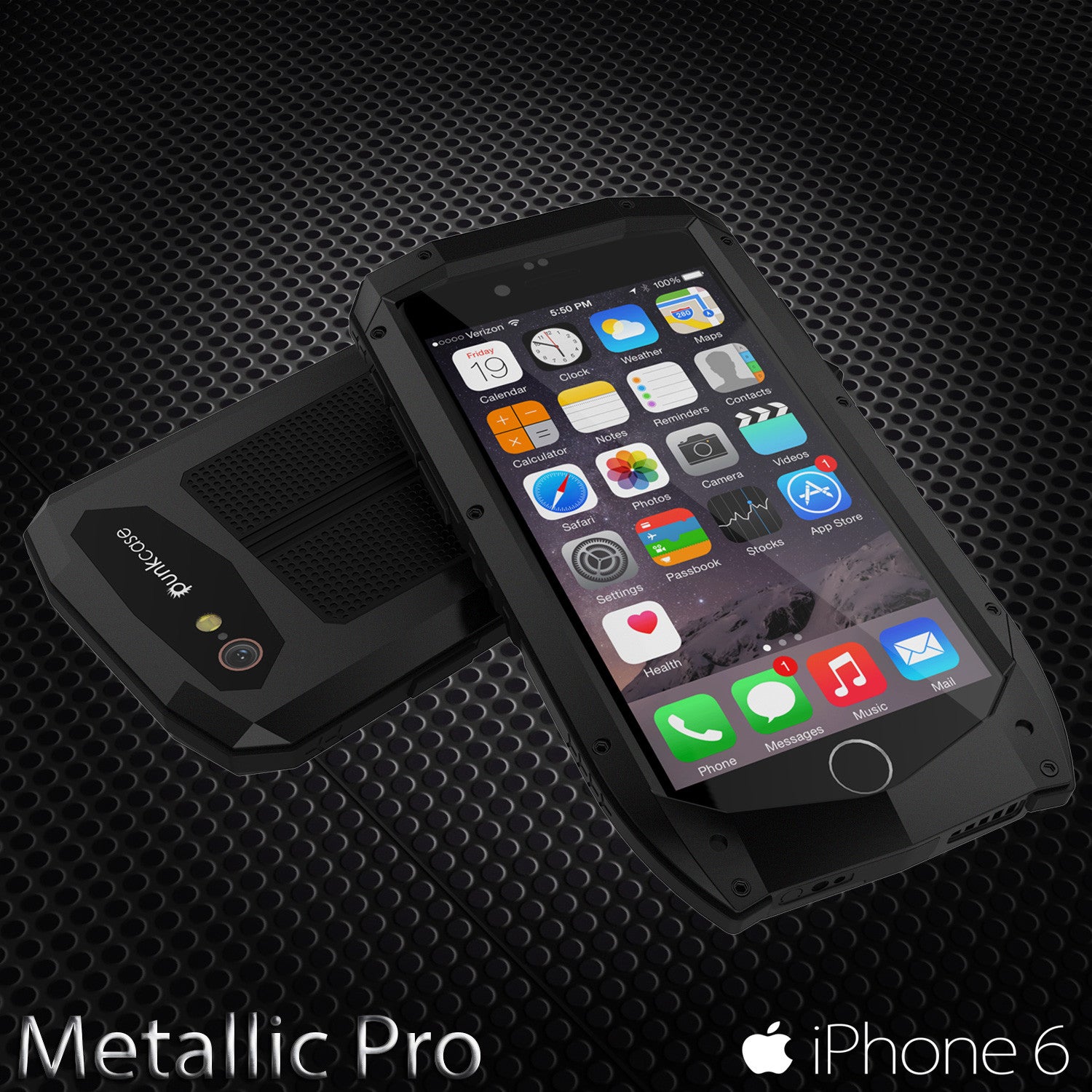 iPhone 6s/6 Case, Punkcase Metallic PRO Black Series Cover W/ Attached Screen Protector | Touch-ID