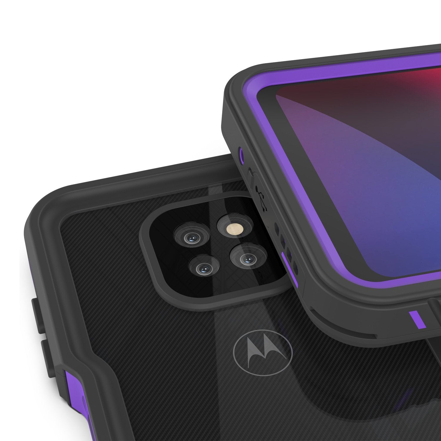 Moto G Power Waterproof Case PunkCase StudStar Purple Thin 6.6ft Underwater IP68 Shock/Snow Proof