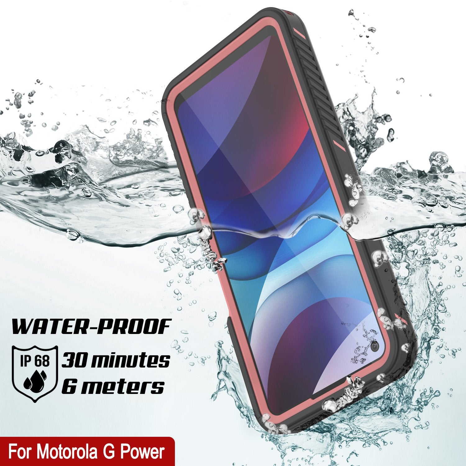 Moto G Power Waterproof Case PunkCase StudStar Pink Thin 6.6ft Underwater IP68 Shock/Snow Proof