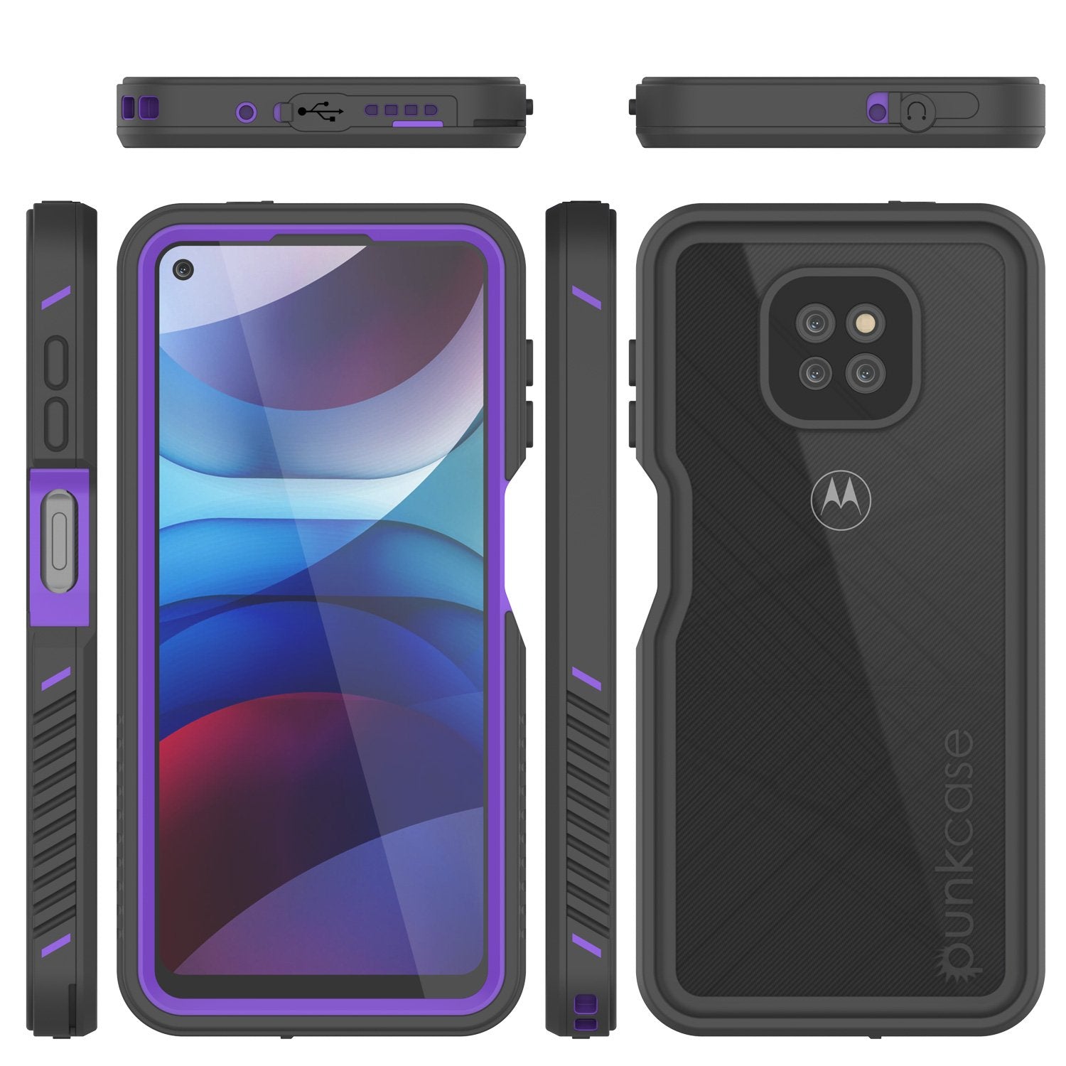 Moto G Power Waterproof Case PunkCase StudStar Purple Thin 6.6ft Underwater IP68 Shock/Snow Proof