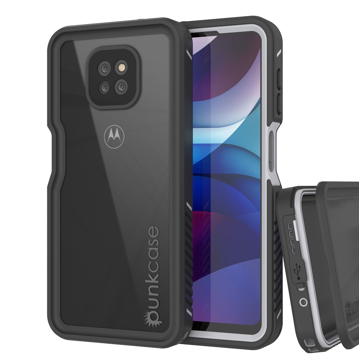 Moto G Power Waterproof Case PunkCase StudStar White Thin 6.6ft Underwater IP68 Shock/Snow Proof