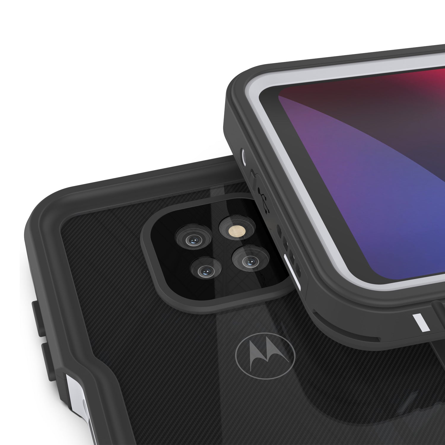 Moto G Power  Waterproof Case, Punkcase [Extreme Series] Armor Cover W/ Built In Screen Protector [White]