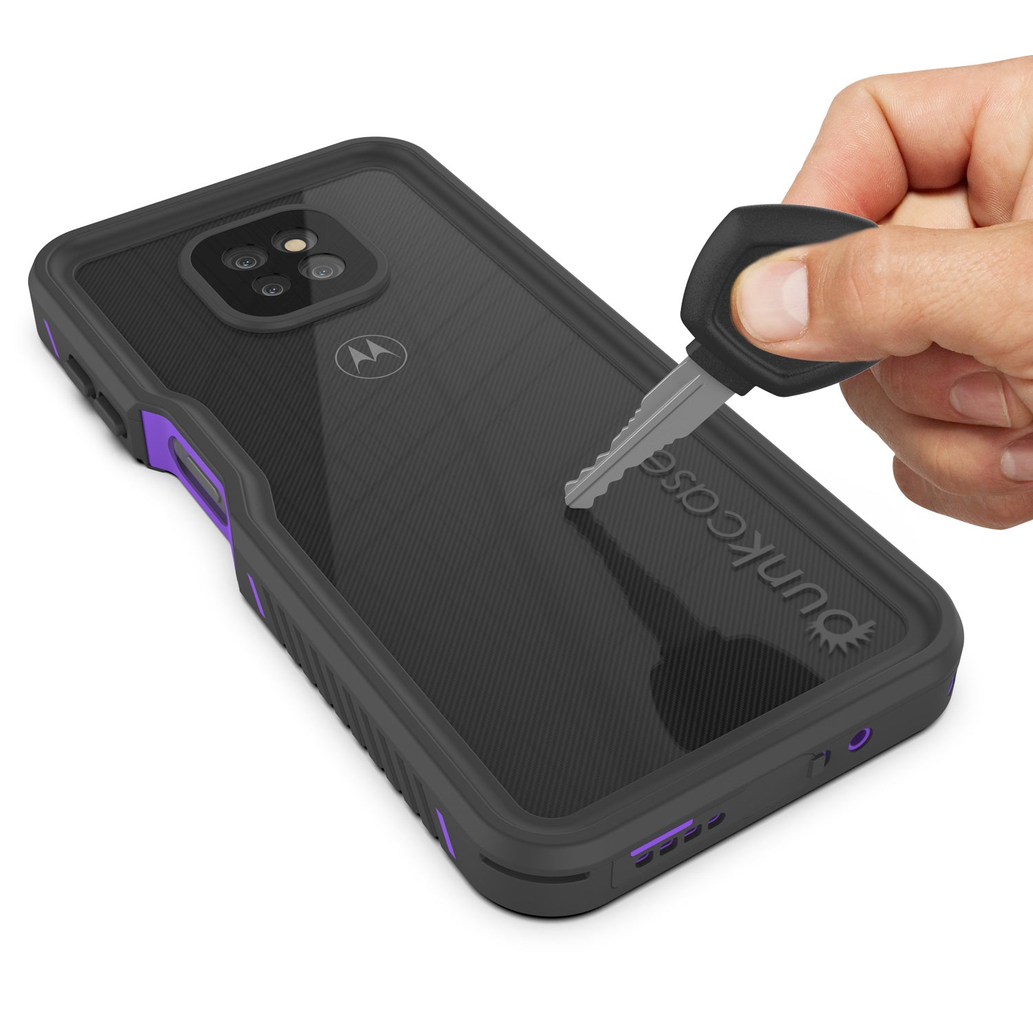 Moto G Power  Waterproof Case, Punkcase [Extreme Series] Armor Cover W/ Built In Screen Protector [Purple]