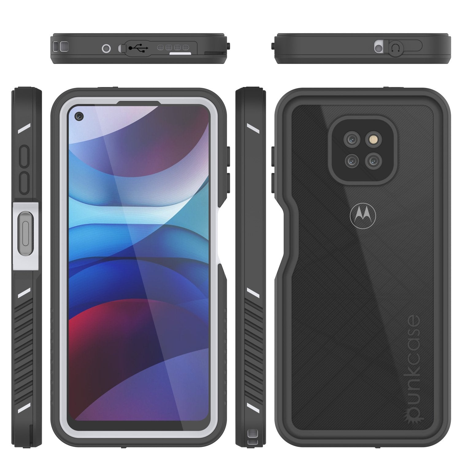 Moto G Power Waterproof Case PunkCase StudStar White Thin 6.6ft Underwater IP68 Shock/Snow Proof