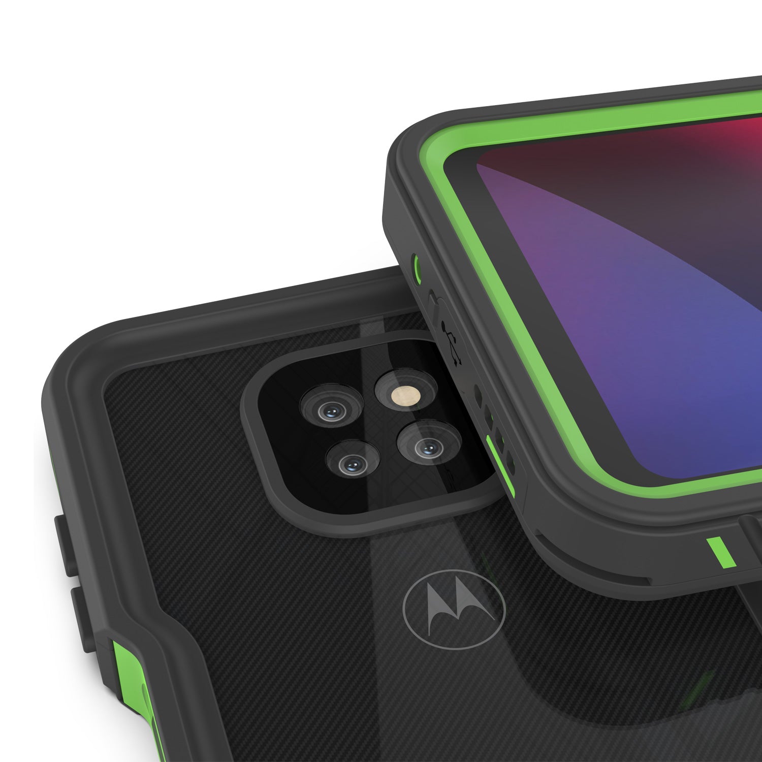 Moto G Power  Waterproof Case, Punkcase [Extreme Series] Armor Cover W/ Built In Screen Protector [Light Green]