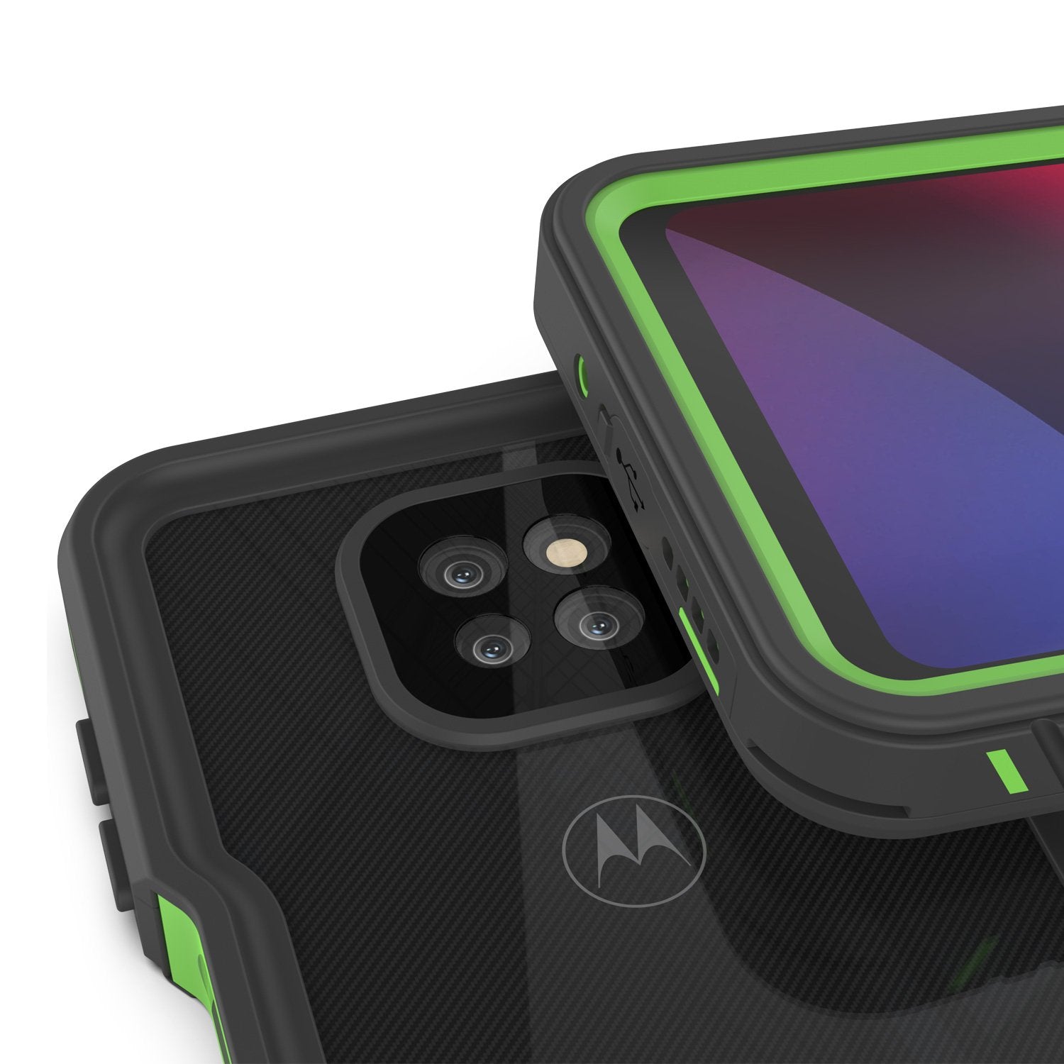 Moto G Power Waterproof Case PunkCase StudStar Light Green Thin 6.6ft Underwater IP68 Shock/Snow Proof