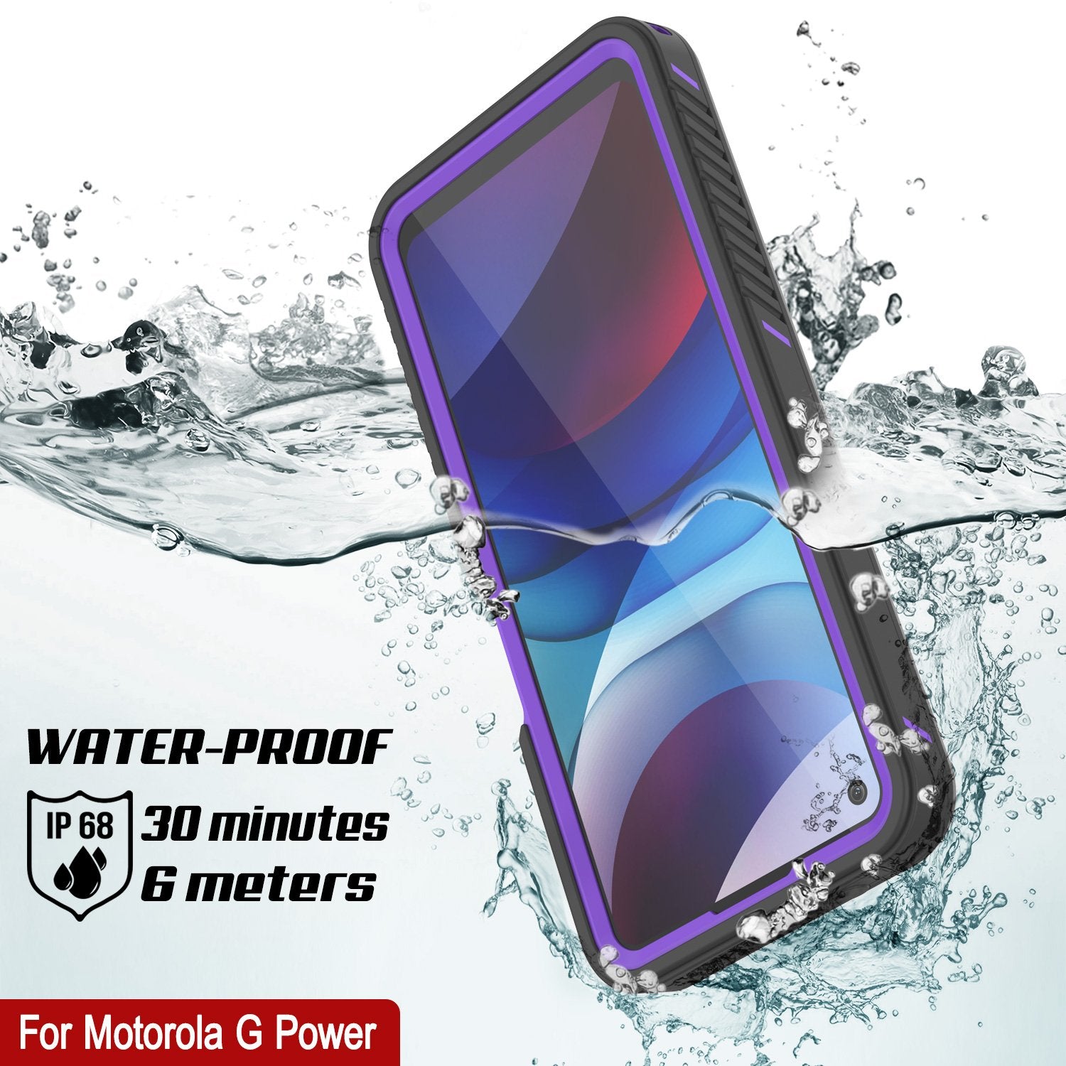 Moto G Power Waterproof Case PunkCase StudStar Purple Thin 6.6ft Underwater IP68 Shock/Snow Proof