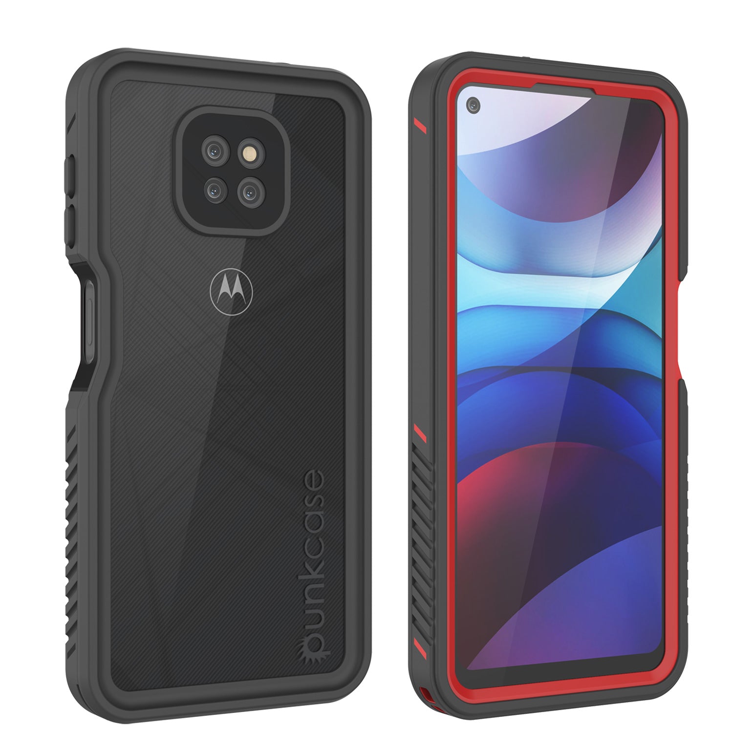 Moto G Power  Waterproof Case, Punkcase [Extreme Series] Armor Cover W/ Built In Screen Protector [Red]