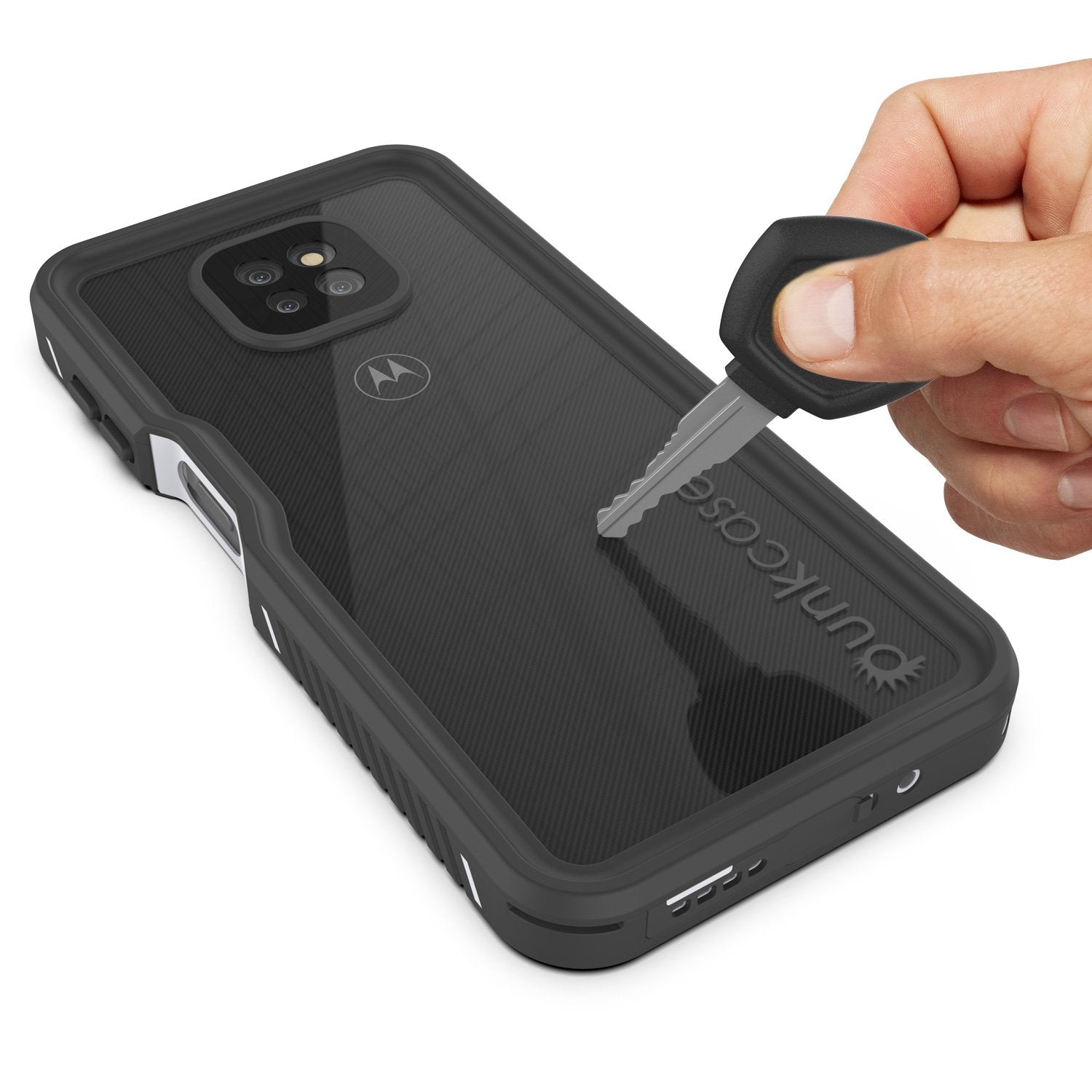 Moto G Power Waterproof Case PunkCase StudStar White Thin 6.6ft Underwater IP68 Shock/Snow Proof