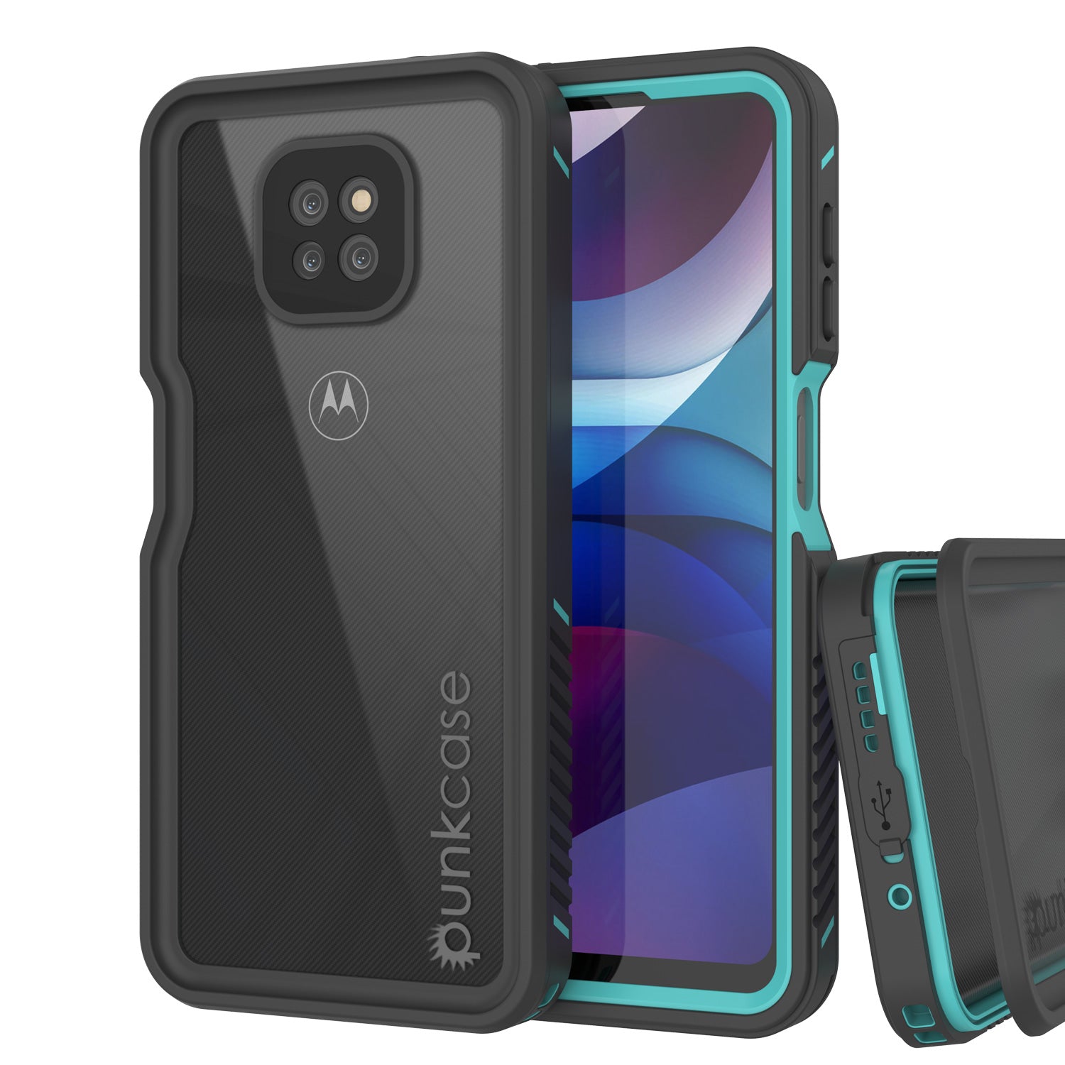 Moto G Power  Waterproof Case, Punkcase [Extreme Series] Armor Cover W/ Built In Screen Protector [Teal]