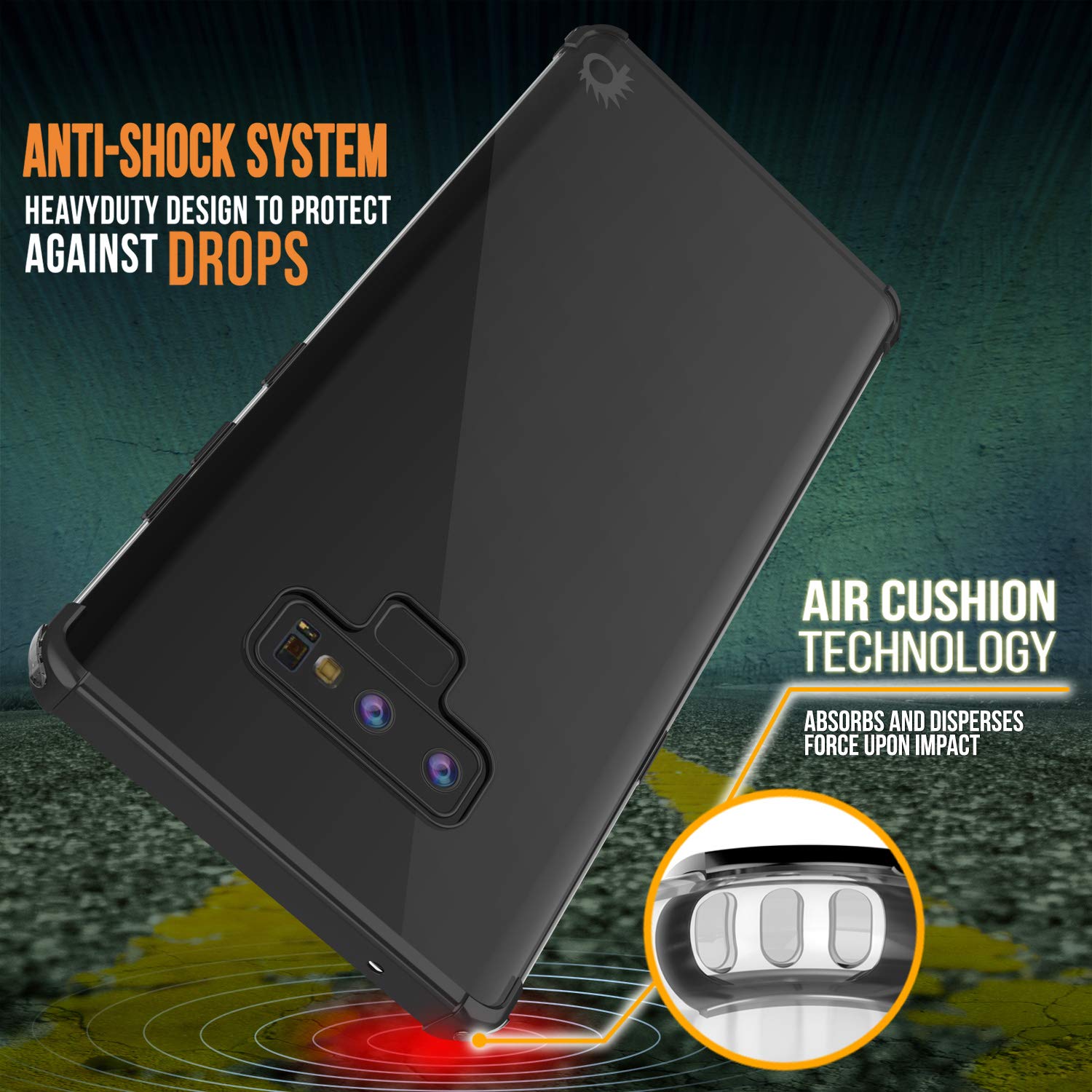 Galaxy Note 9 Blaze Series Shockproof Slim Case W/PunkShield Screen Protector [Black]