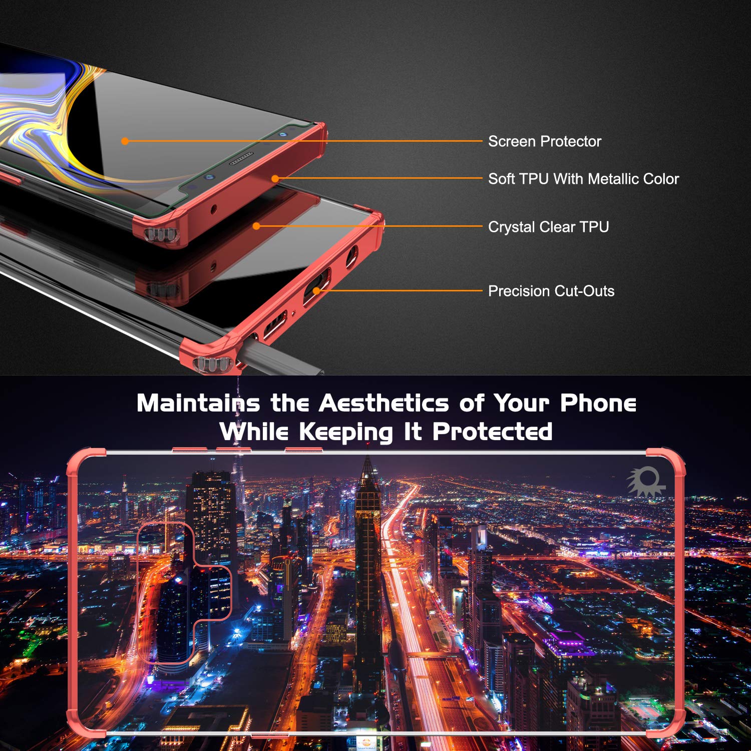 Galaxy Note 9 Blaze Series Shockproof Slim Case W/PunkShield Screen Protector [Red]