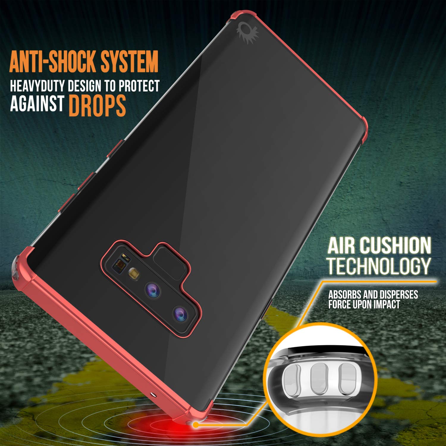 Galaxy Note 9 Blaze Series Shockproof Slim Case W/PunkShield Screen Protector [Red]