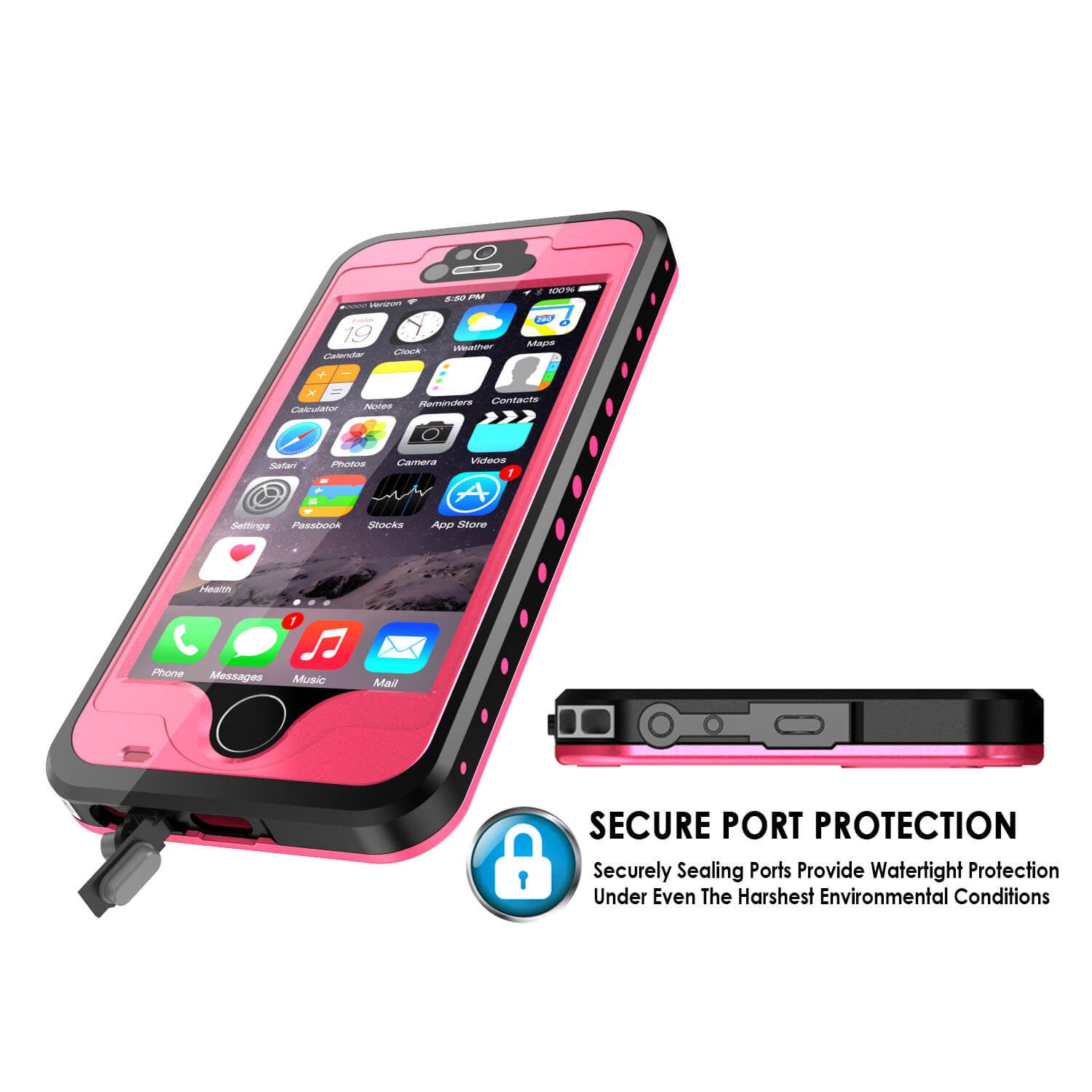 iPhone 5S/5 Waterproof Case, PunkCase StudStar Pink Case Water/Shock/Dirt Proof | Lifetime Warranty