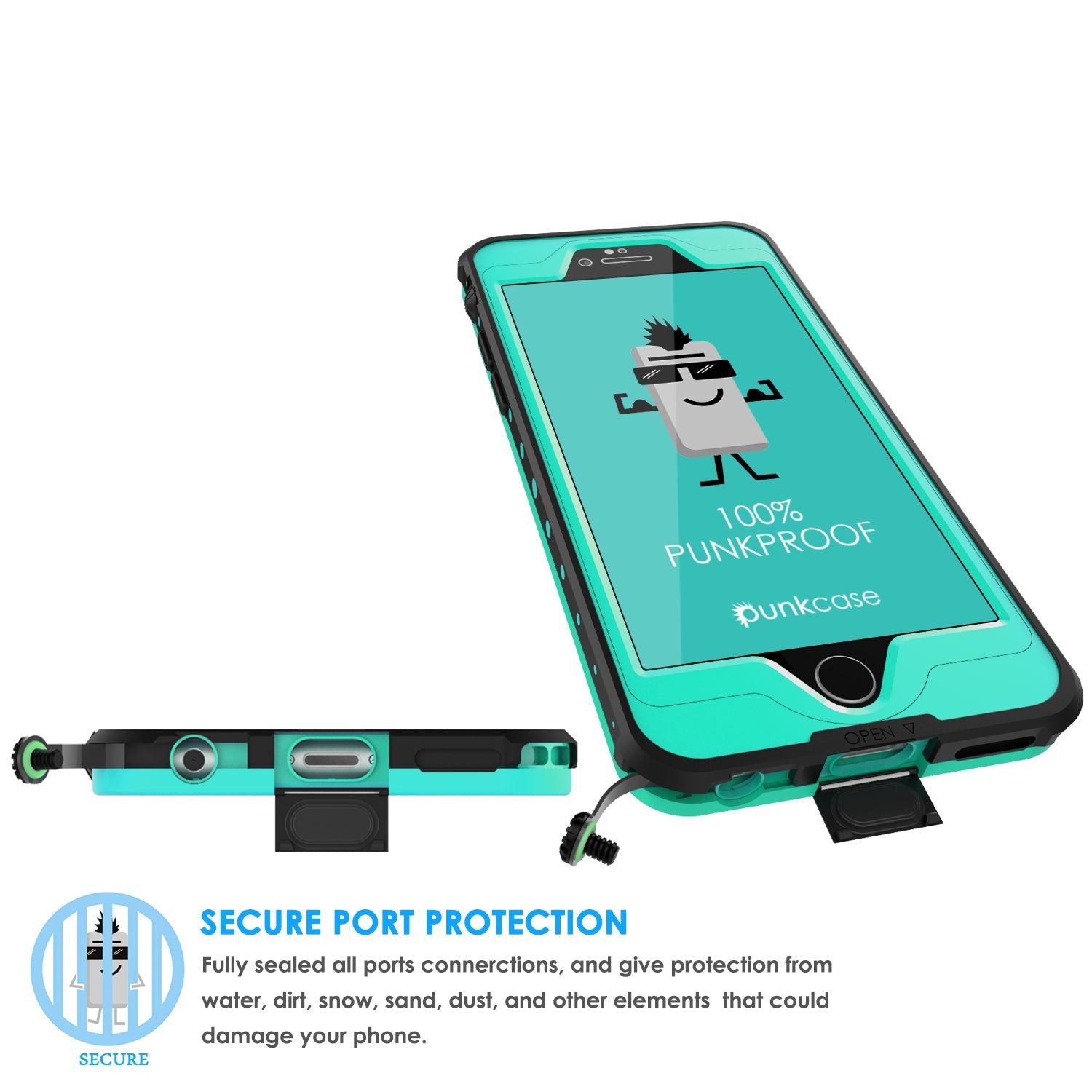 iPhone 6s/6 Waterproof Case, PunkCase StudStar Teal w/ Attached Screen Protector | Lifetime Warranty