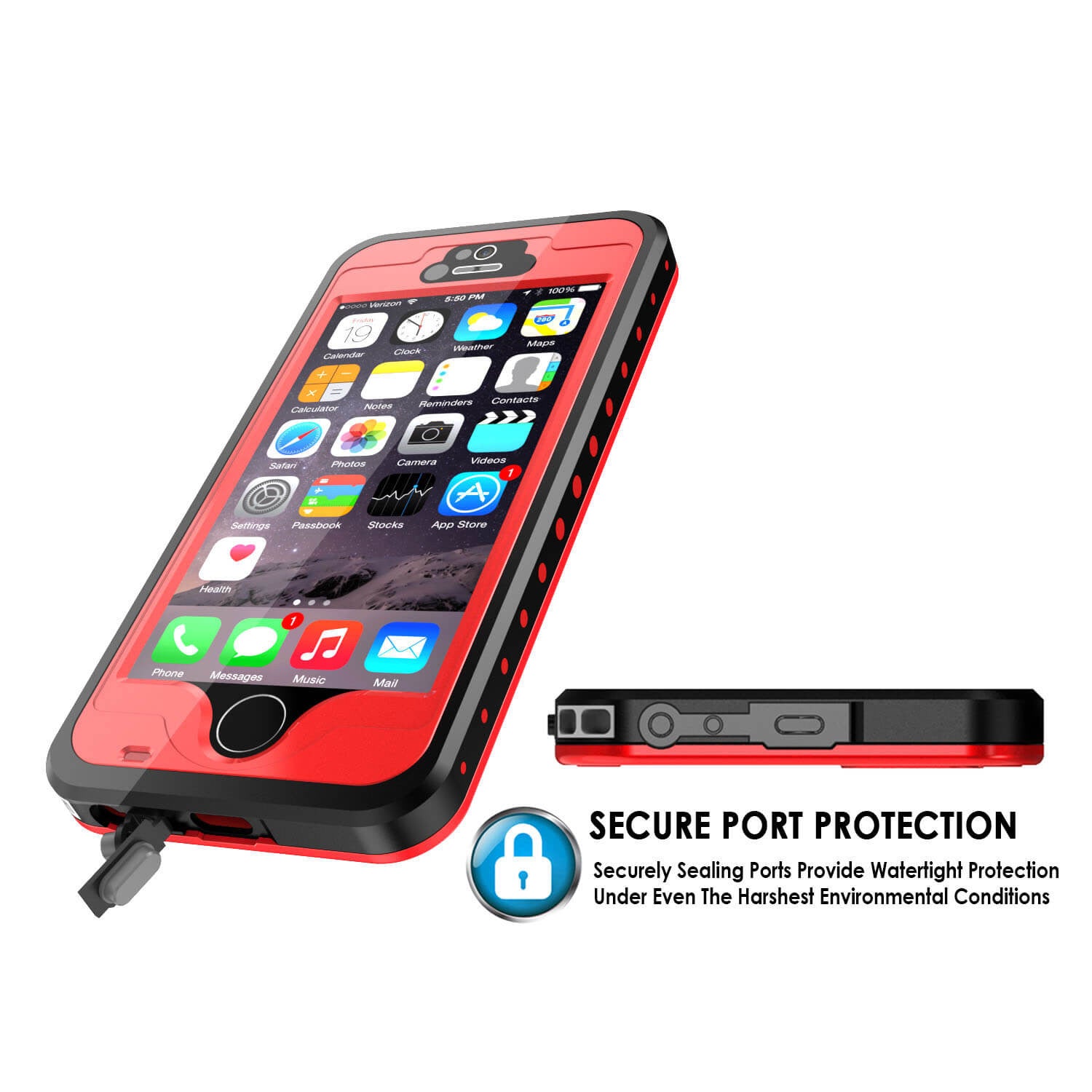 iPhone SE/5S/5 Waterproof Case, PunkCase StudStar Red Case Shock/Dirt/Snow Proof | Lifetime Warranty