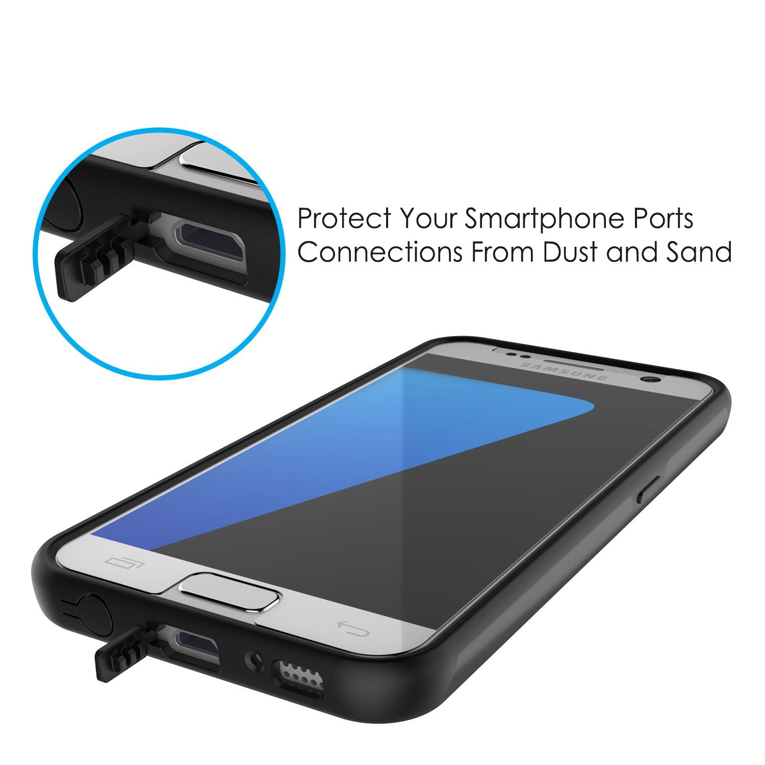 Galaxy s7 Case PunkCase Galactic Black Series Slim Armor Soft Cover Case w/ Tempered Glass