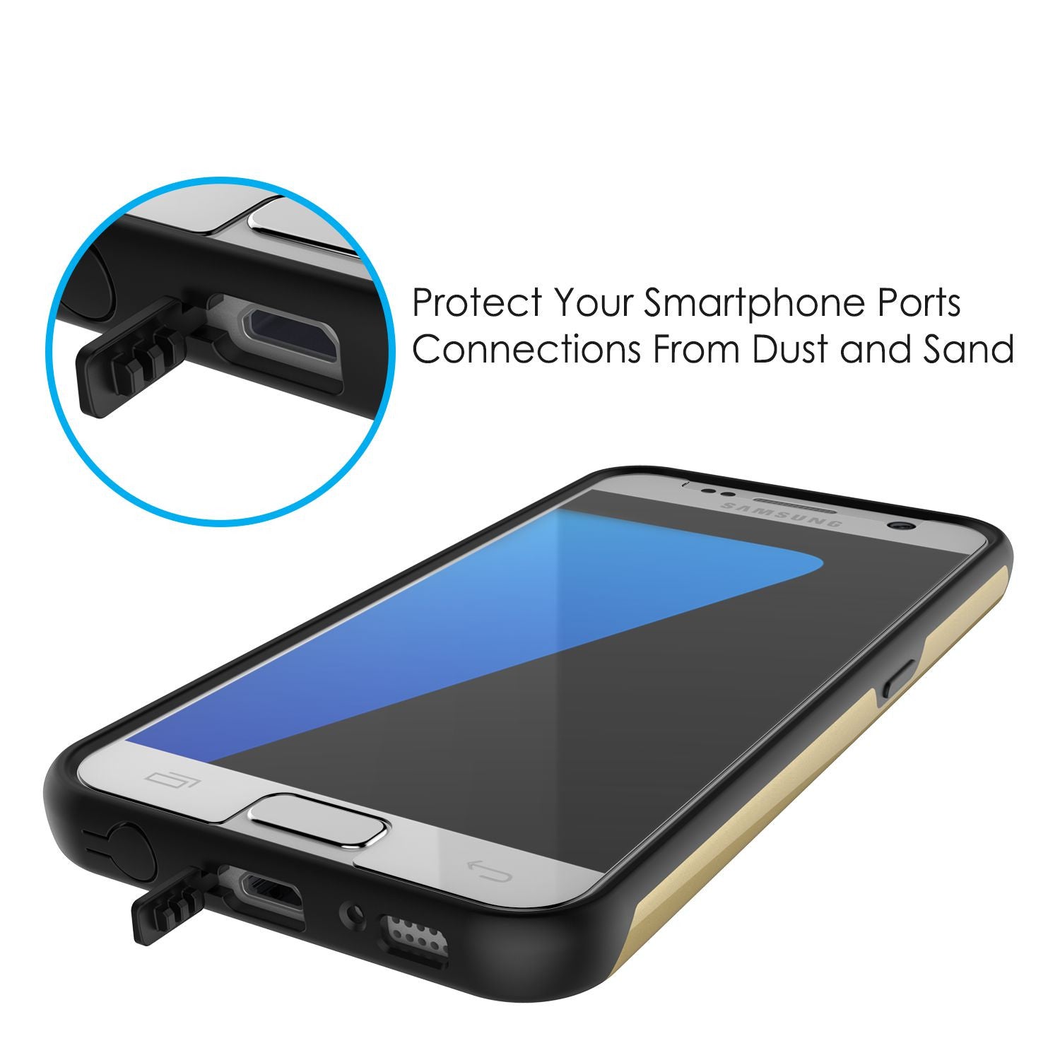 Galaxy s7 Case PunkCase Galactic Gold Series Slim Armor Soft Cover Case w/ Tempered Glass