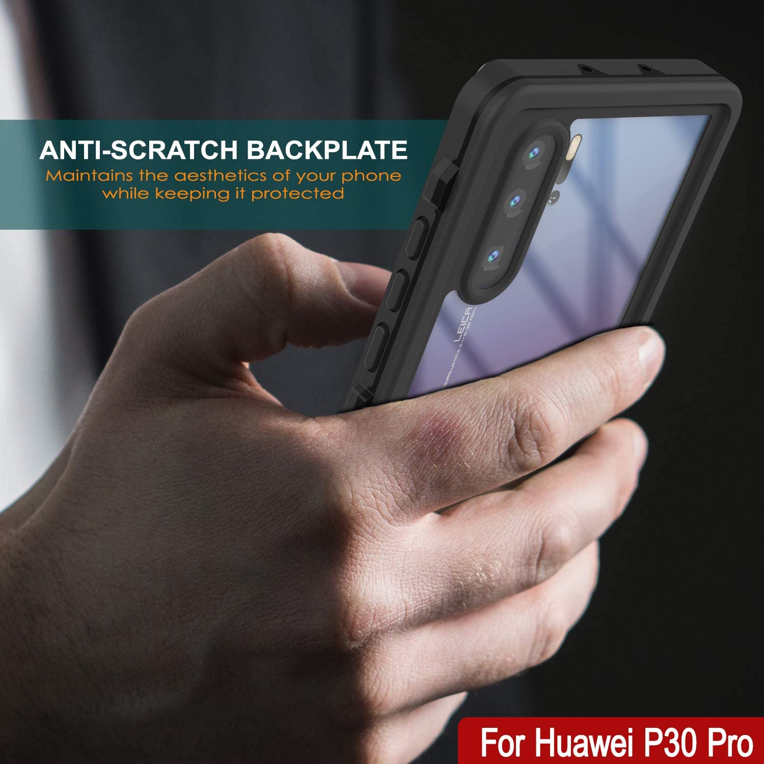 Huawei P30 Pro  Waterproof IP68 Case, Punkcase [Black] [StudStar Series] [Slim Fit] [Dirtproof]