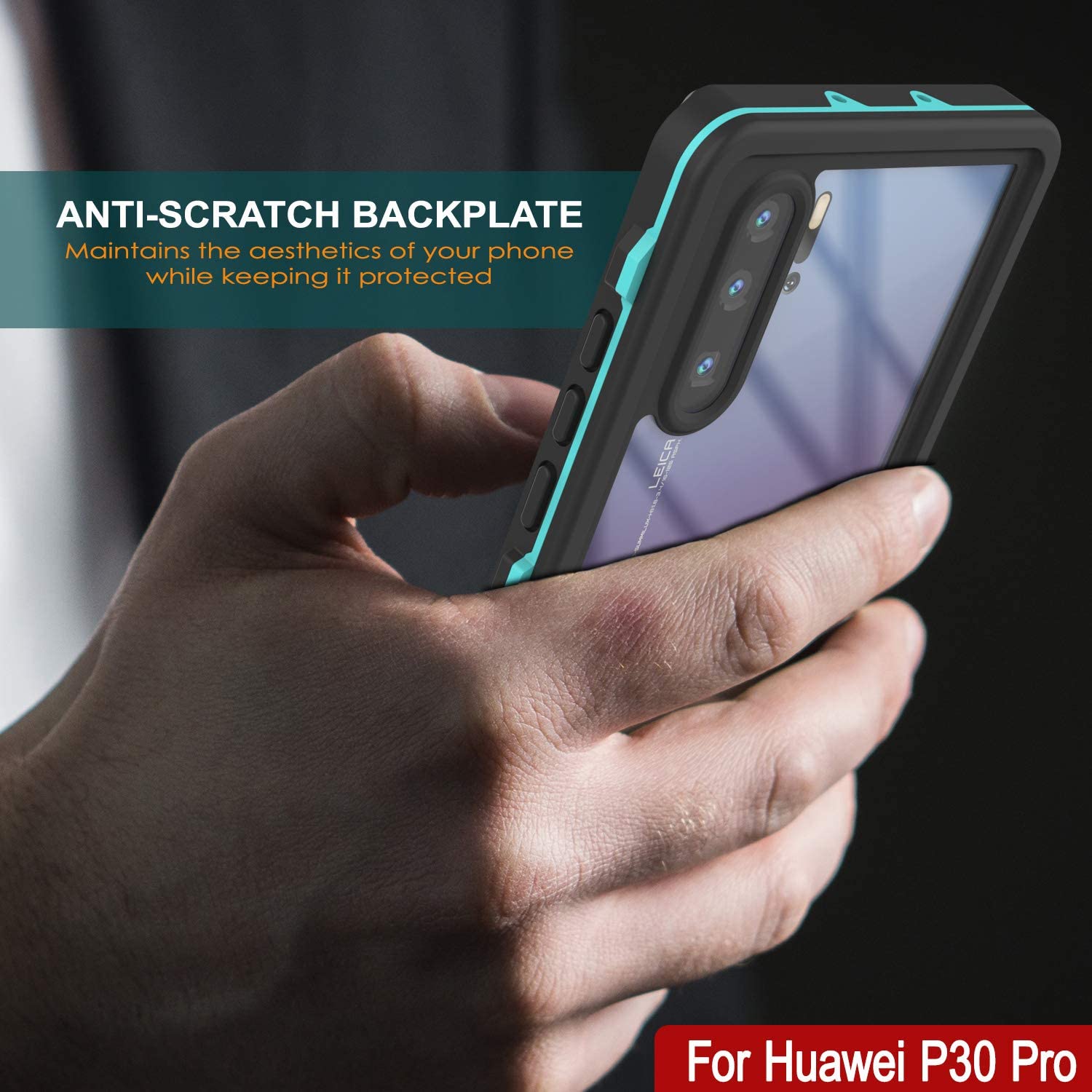 Huawei P30 Pro  Waterproof IP68 Case, Punkcase [Teal] [StudStar Series] [Slim Fit] [Dirtproof]