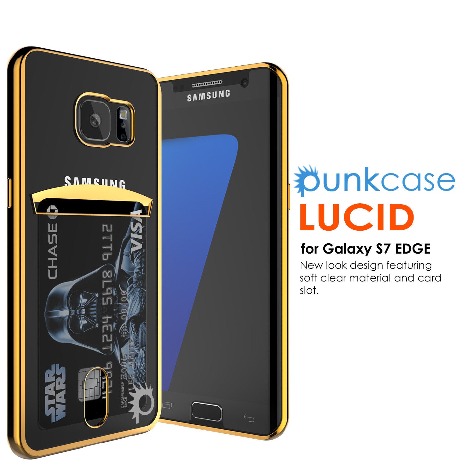 Galaxy S7 Case, PUNKCASE® LUCID Gold Series | Card Slot | SHIELD Screen Protector | Ultra fit