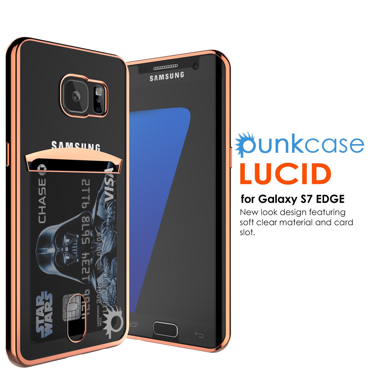 Galaxy S7 EDGE Case, PUNKCASE® LUCID Rose Gold Series | Card Slot | SHIELD Screen Protector