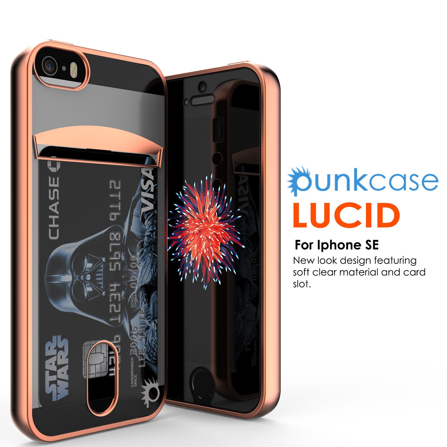 iPhone SE/5S/5 Case, PUNKCASE® LUCID Rose Gold Series | Card Slot | Screen Protector | Ultra fit